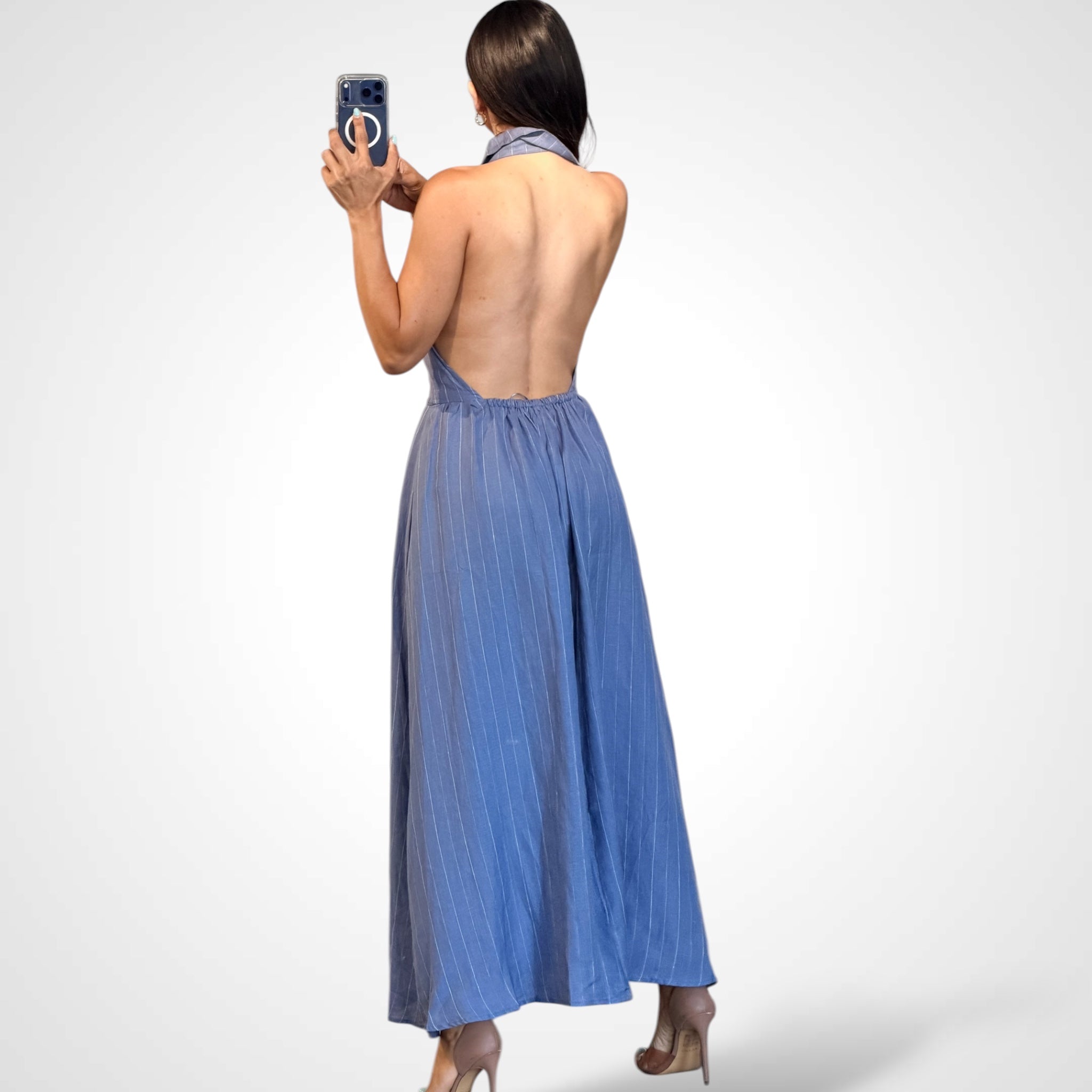 Ava Linen Midi Dress•-3