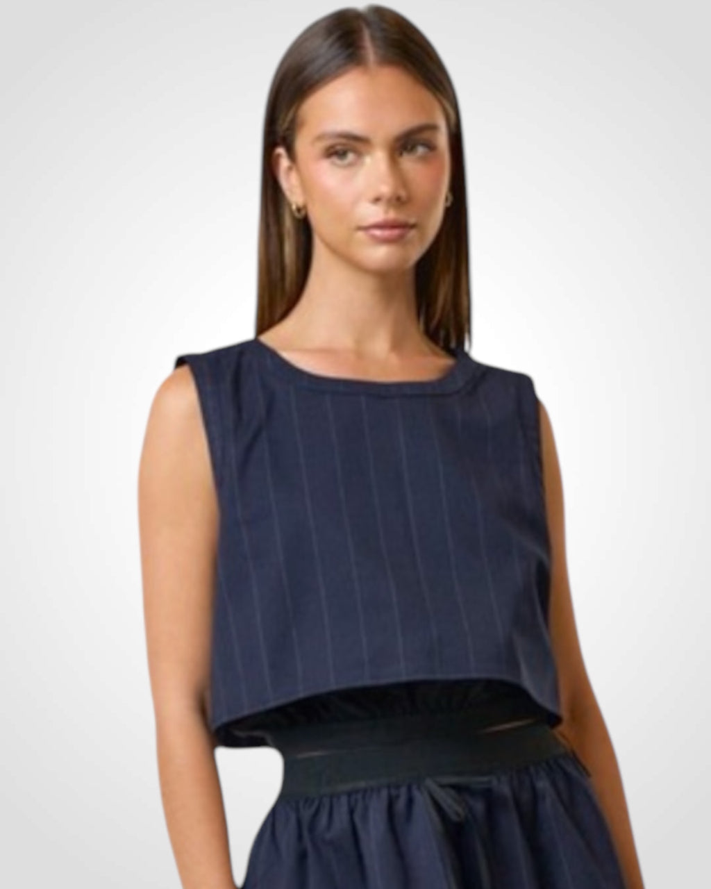 PIN STRIPE ELASTIC WAISTBAND TANK TOP