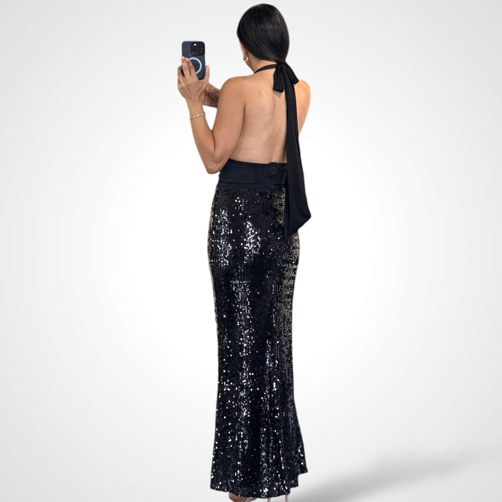 SEQUIN BODICE MAXI DRESS