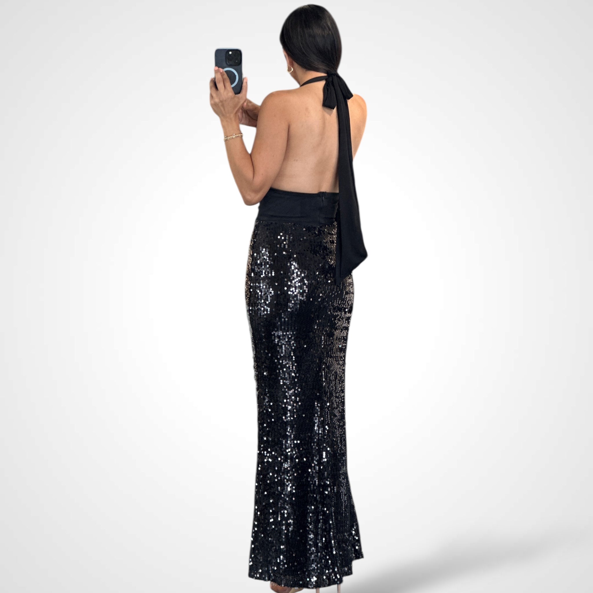 SEQUIN BODICE MAXI DRESS