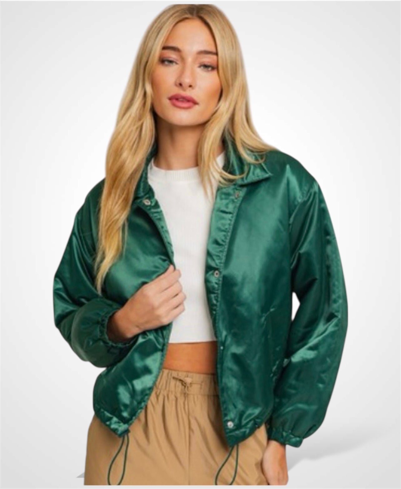 LONG SLEEVE COLLARED FILLED SHORT JACKET••-1