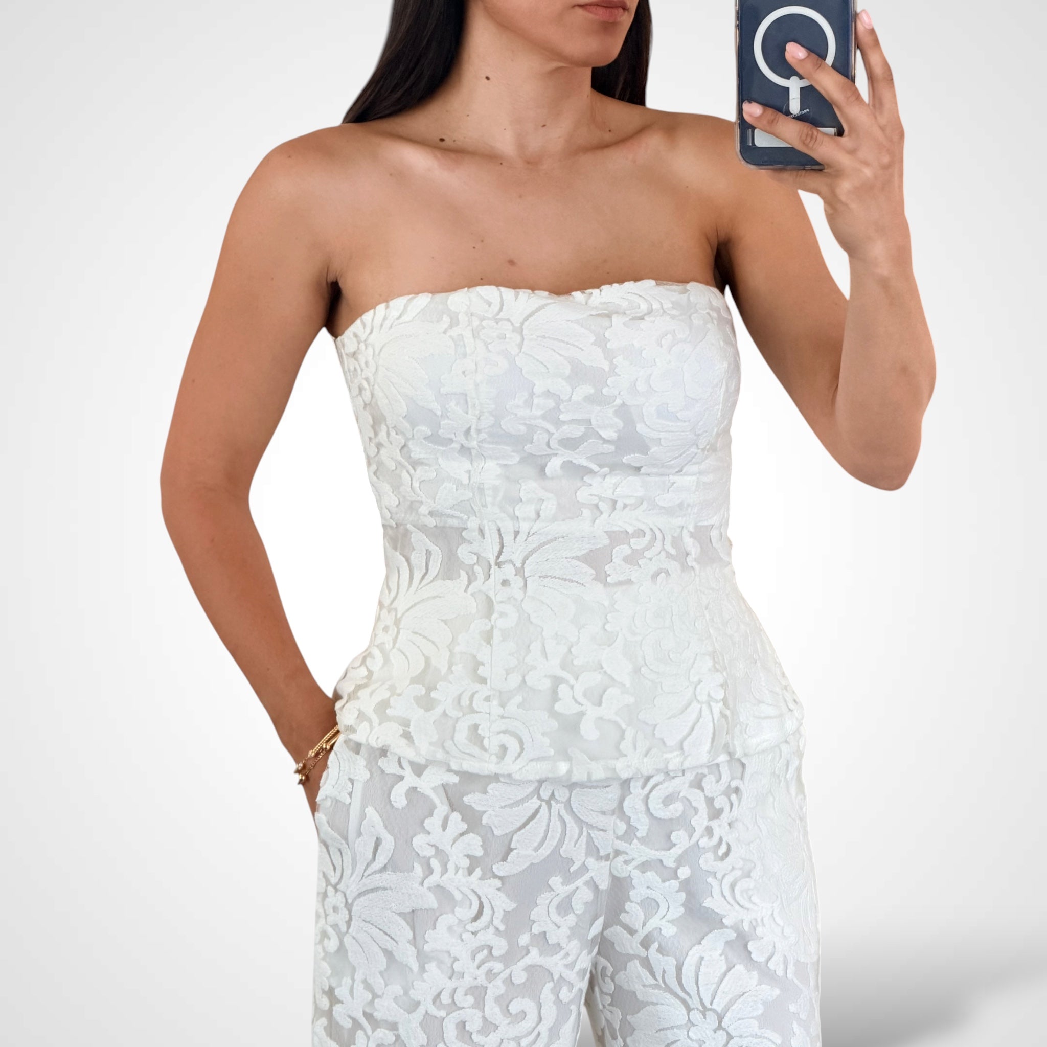 White Strapless Matching Set•-2