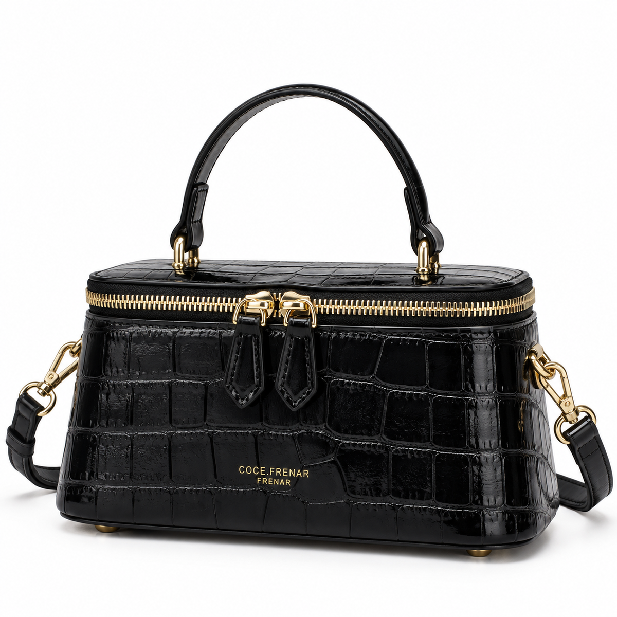 Aurelia Noir Croc Bag