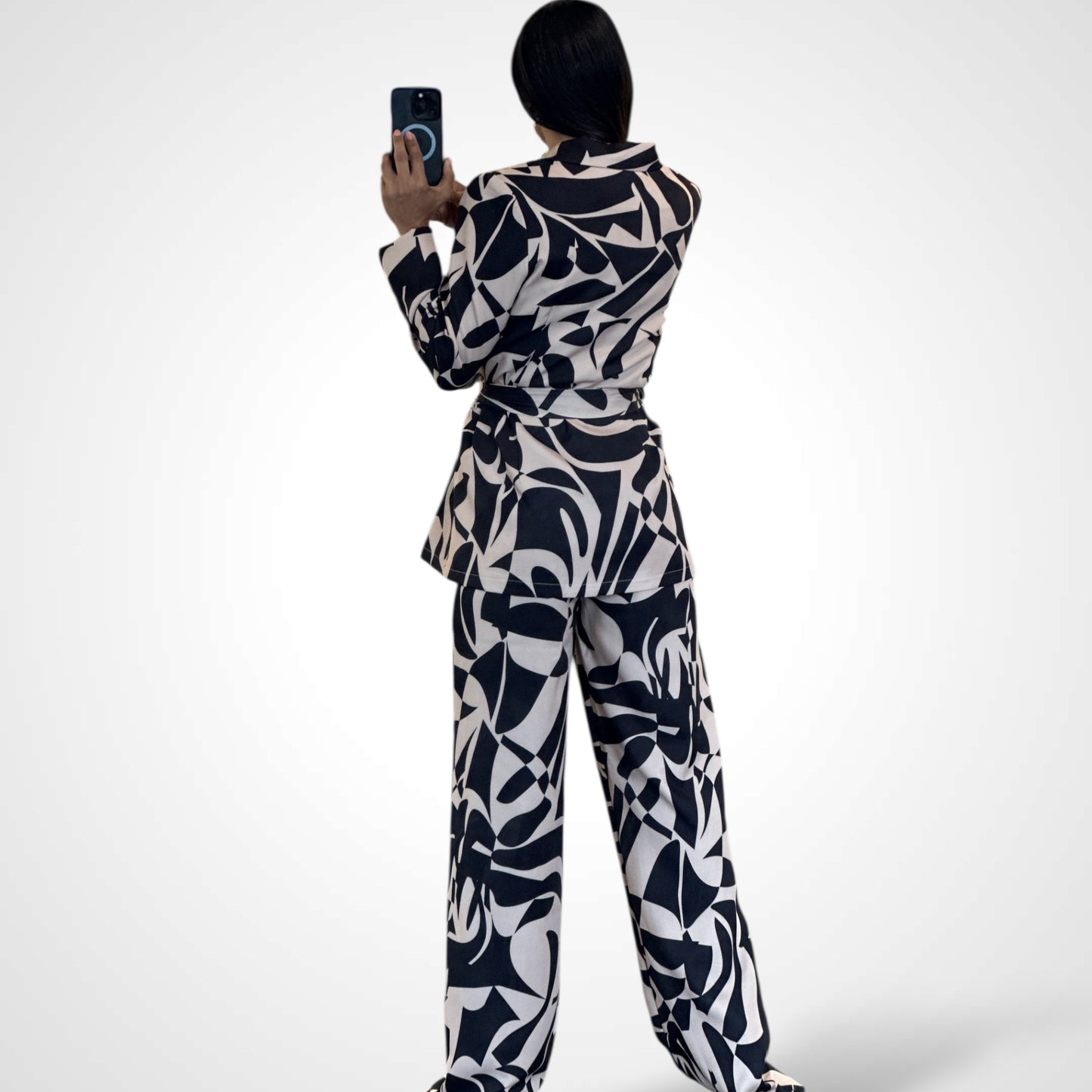 BLACK NUDE LONG PANTS SET