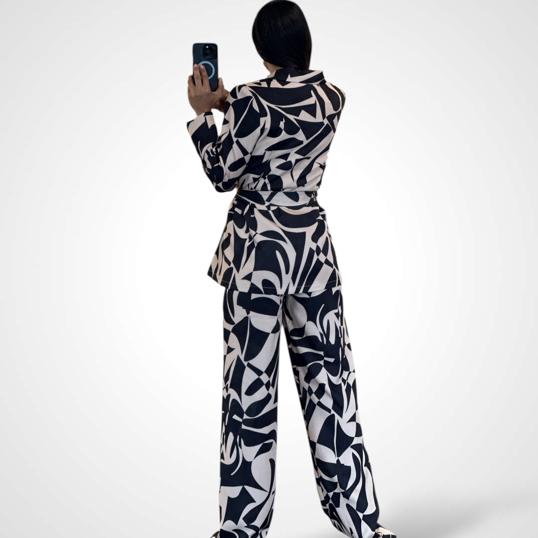 BLACK NUDE LONG PANTS SET