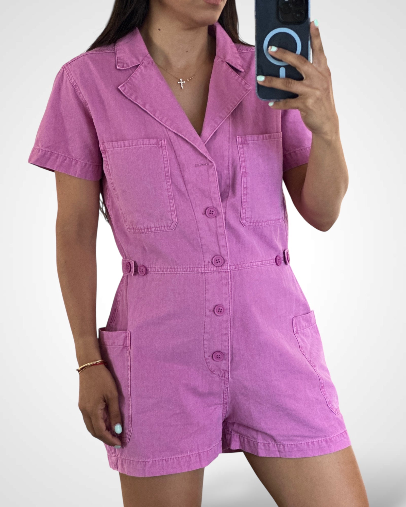 BERRY BUTTON UP ROMPER