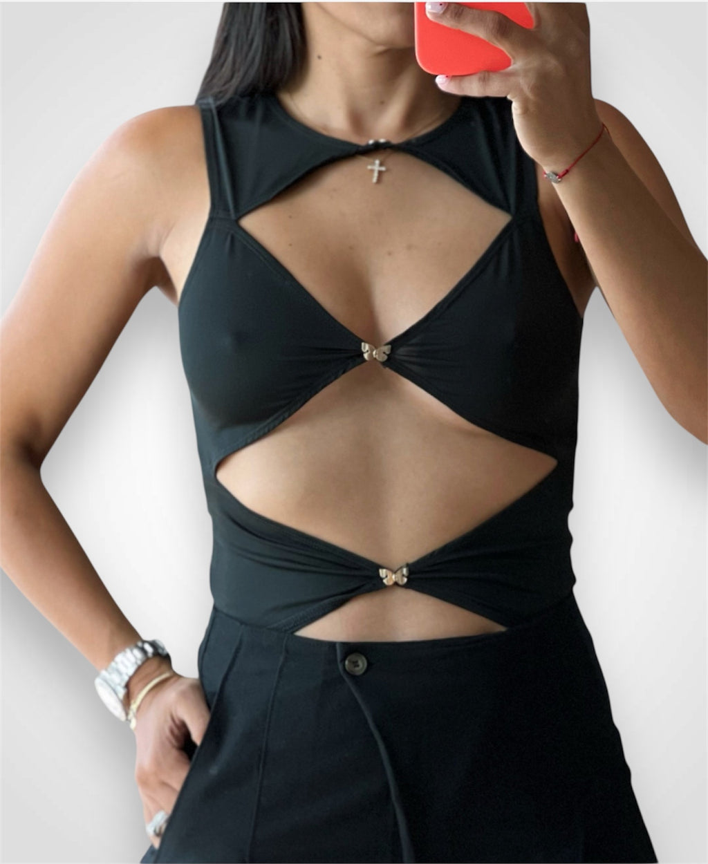 BLACK CASSIE BUTTERFLY TOP