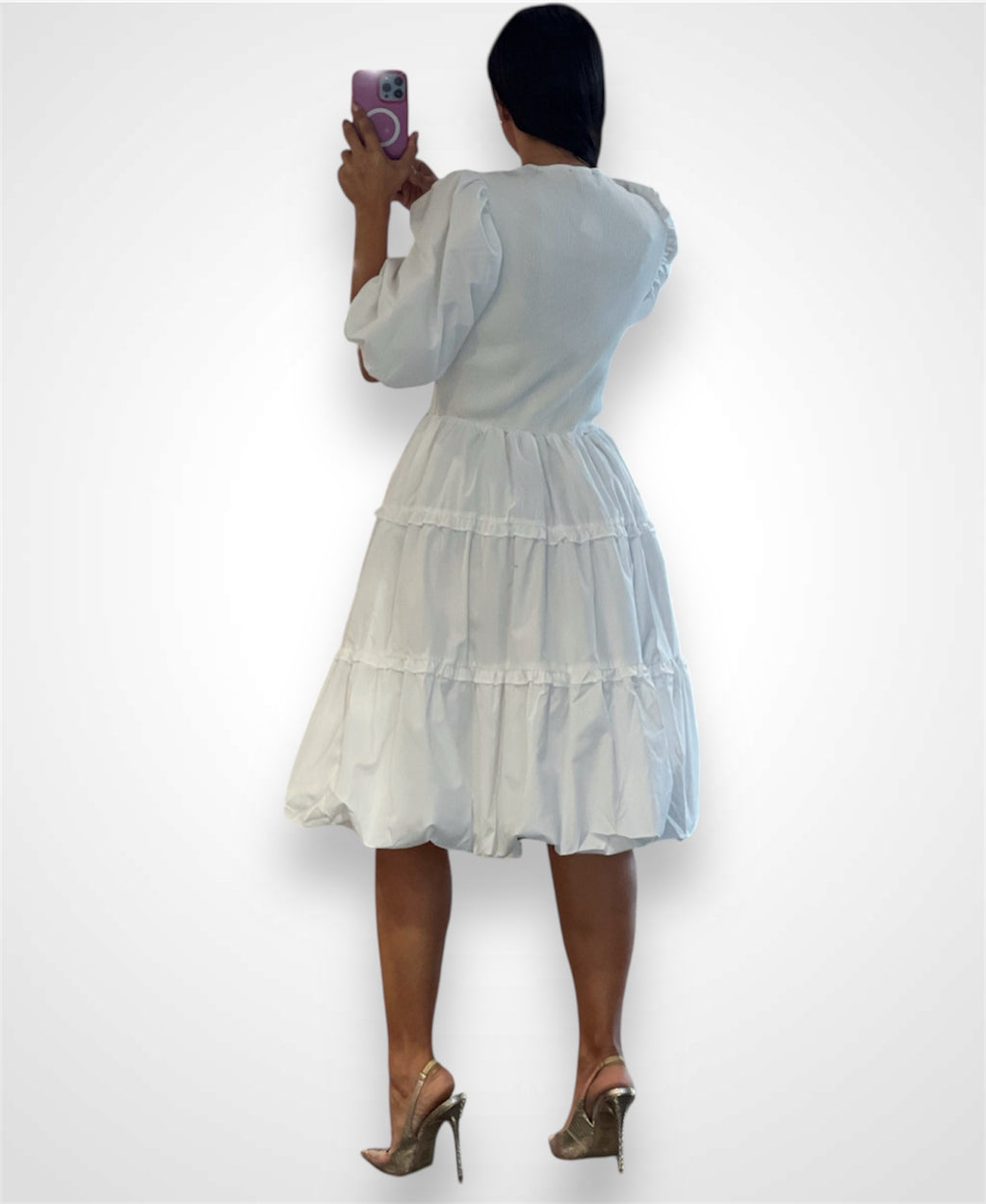 Spliced Gathered Puff Sleeve