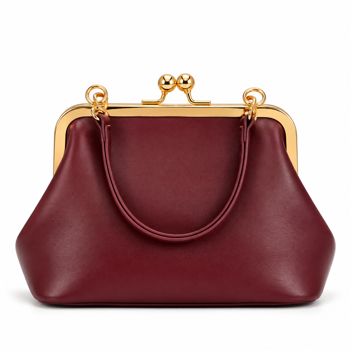Burgundy Vintage Kiss-Lock Handbag-1