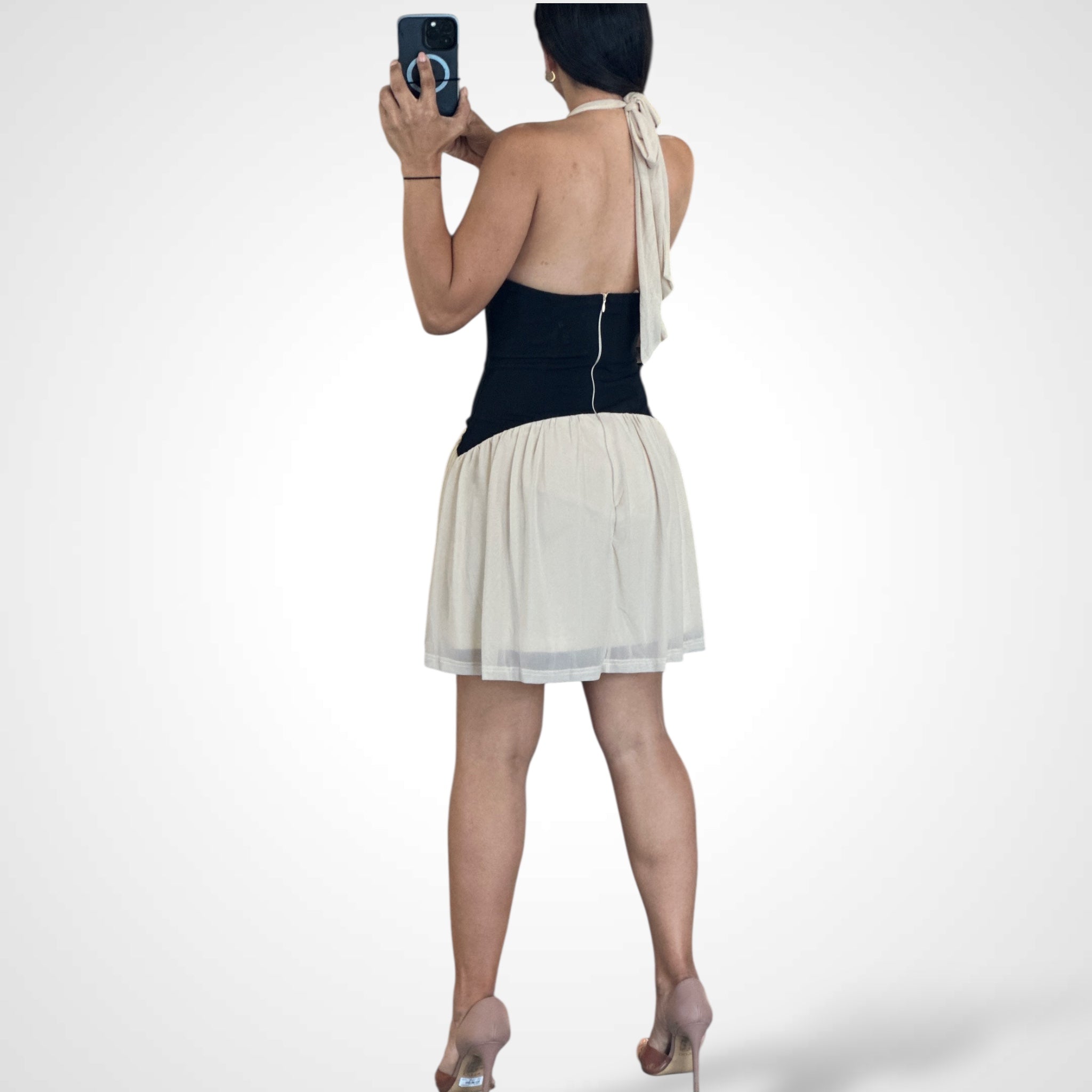 Elegance Halter Mini Dress•-3