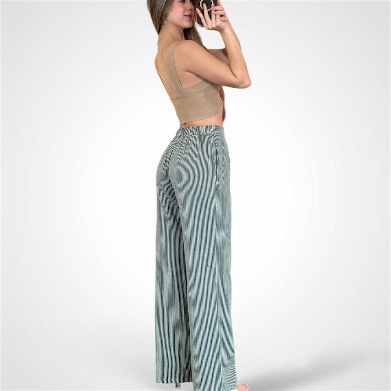 HUNTER STRIPE DRAWSTRING WIDE LEG PANTS•-3