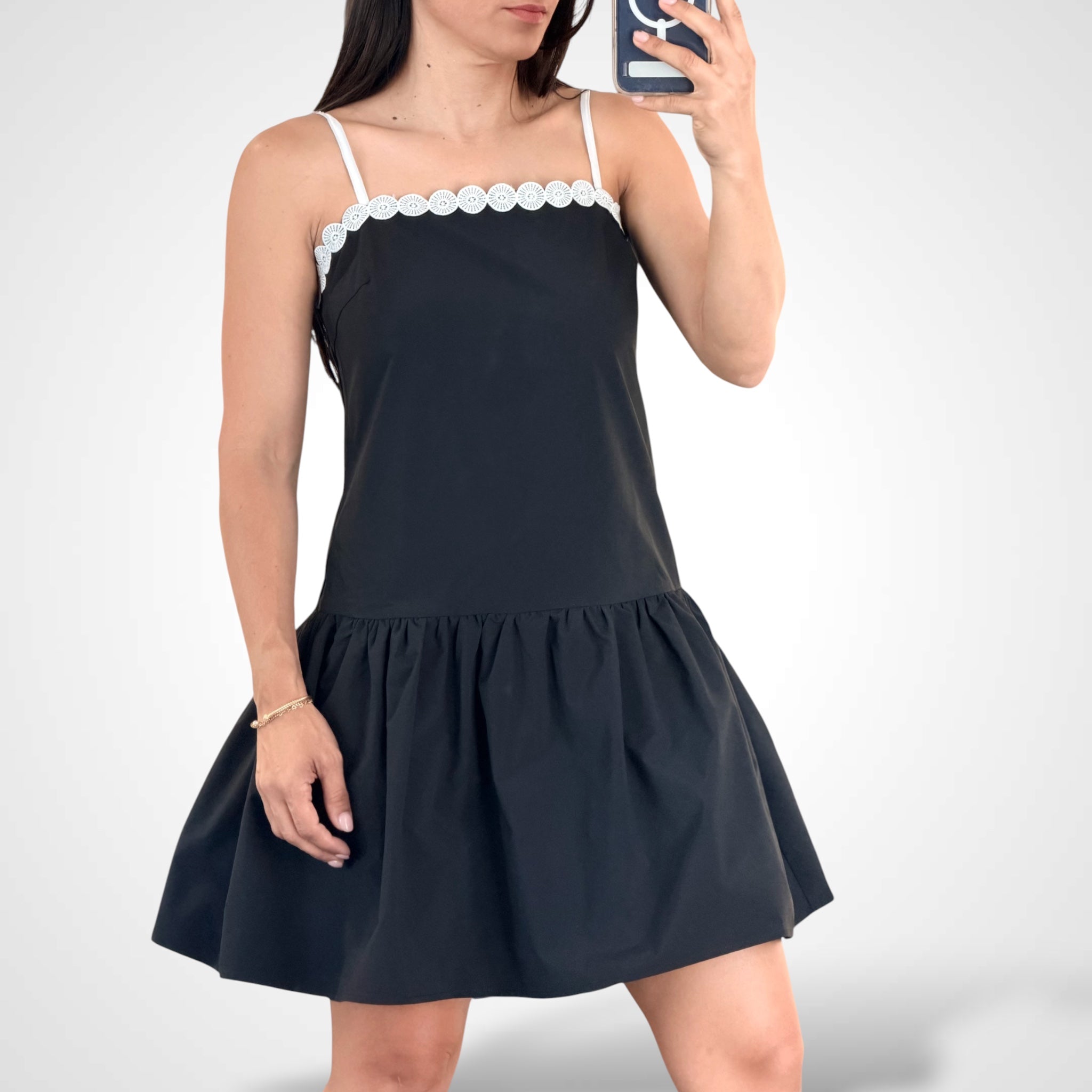 Sleeveless Medallion Square Neck Fit & Flare Mini Dress•-2