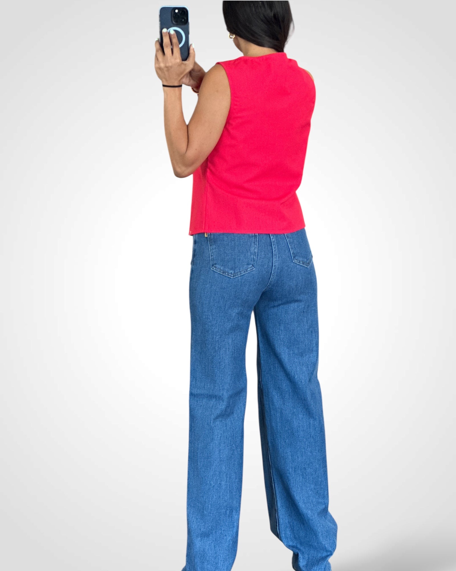 LINEN SCALLOP FRONT TIE TOP•-3
