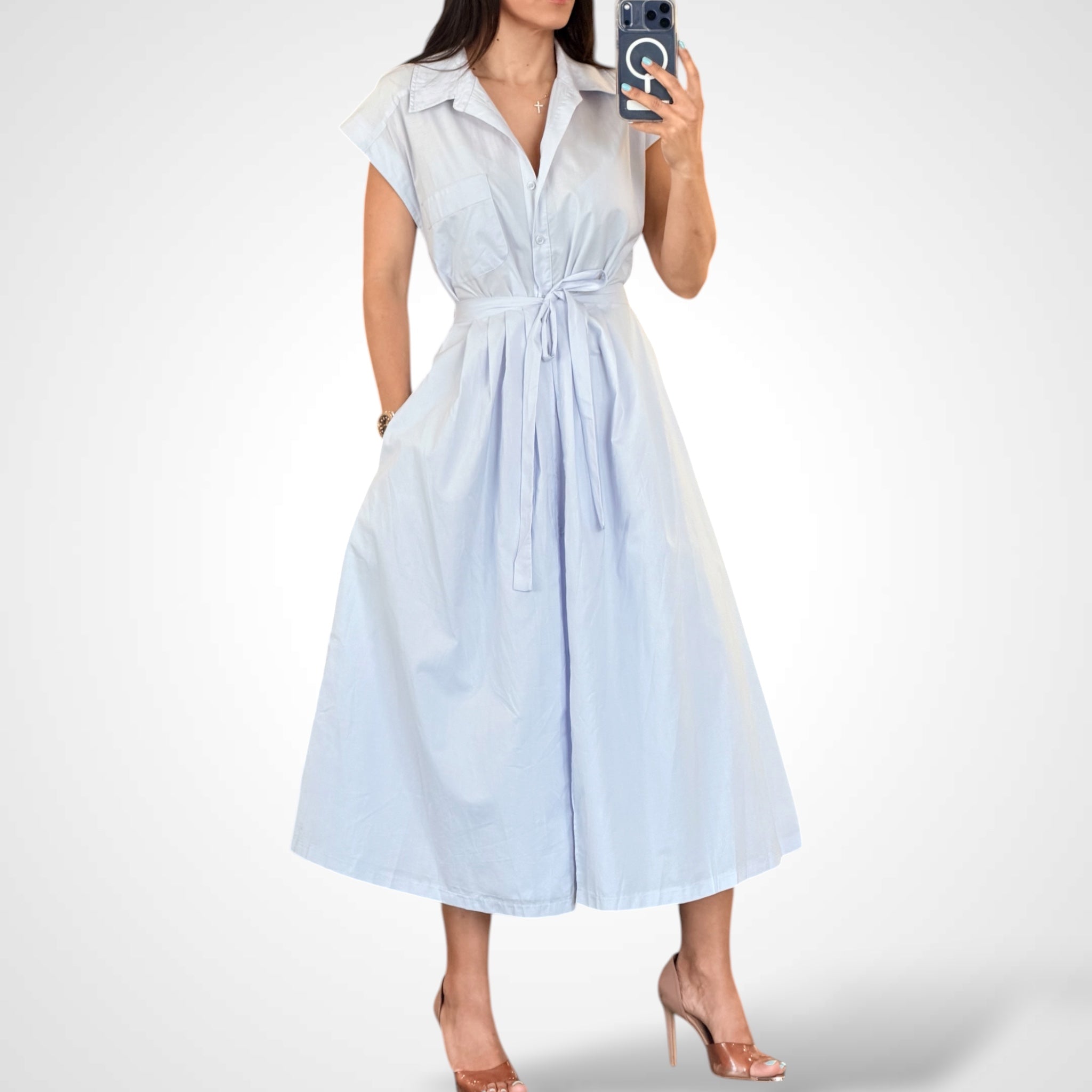 Overlap Front Tie Dress•-1