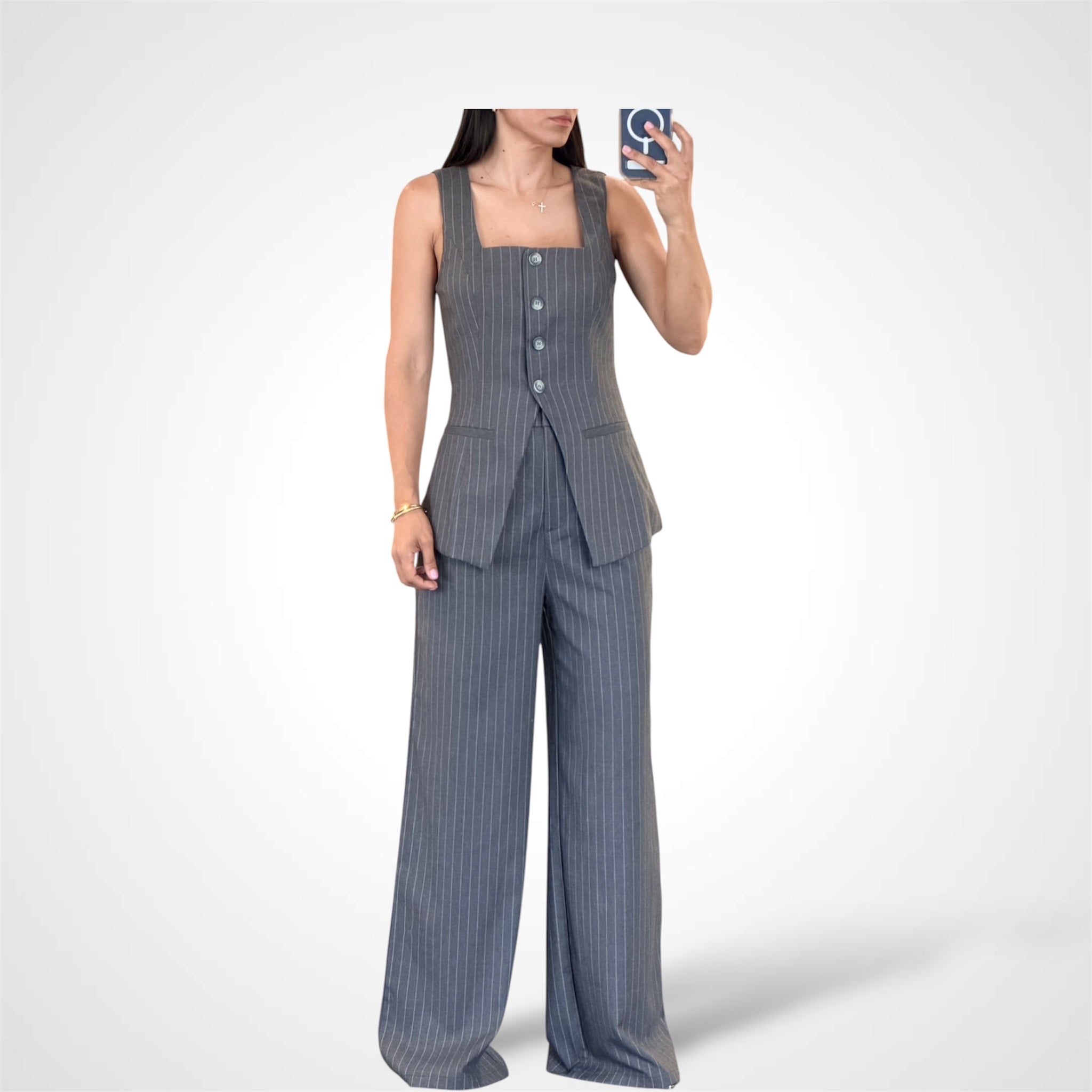 Pin Stripe Vest And Long Pants-1