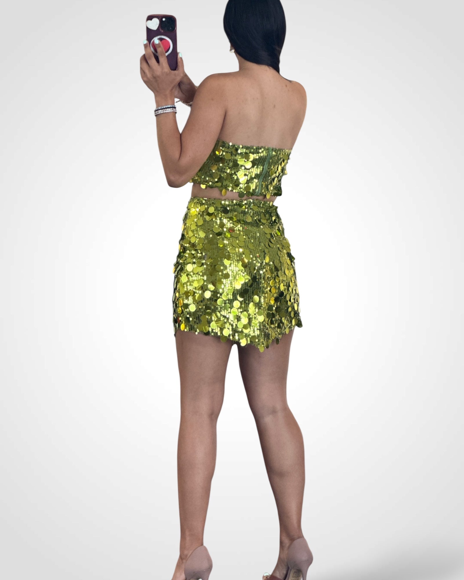 CIRCLE SEQUIN MINI SKIRT SET•-3