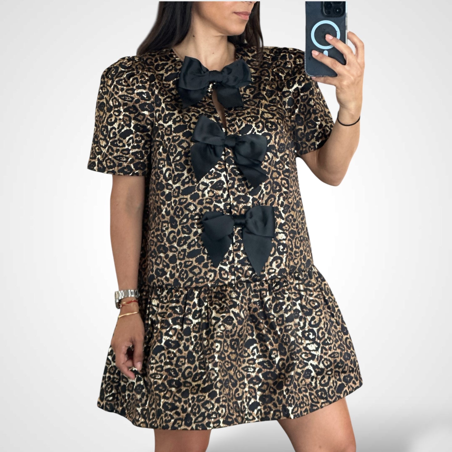 SJQ-LEOPARD JACQUARD MINI DRESS