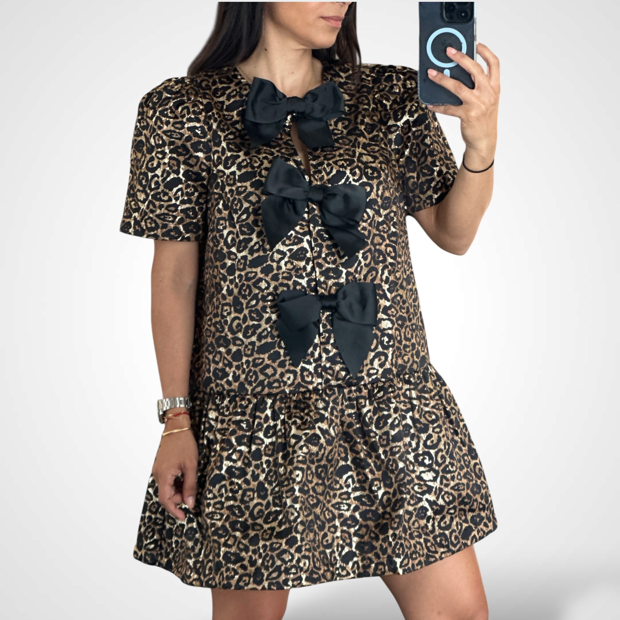 SJQ-LEOPARD JACQUARD MINI DRESS
