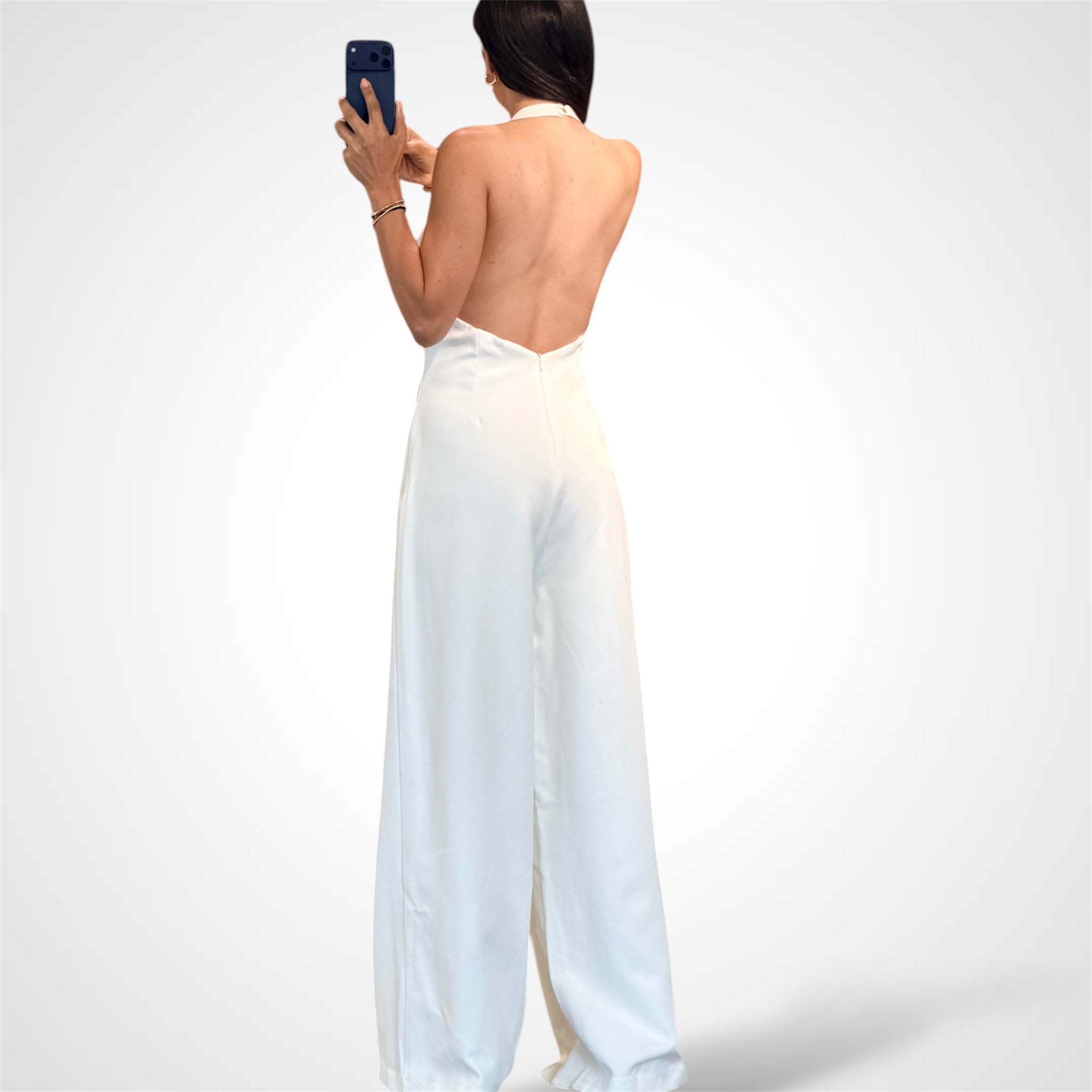 OFF WHITE HALTER LONG JUMPSUIT