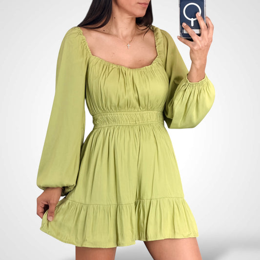 Elastic Wasit Flounce Woven Romper