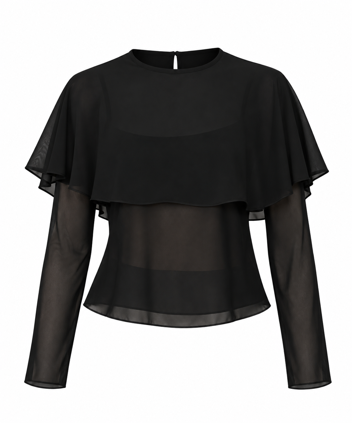 SHEER CHIFFON CAPE TOP-5