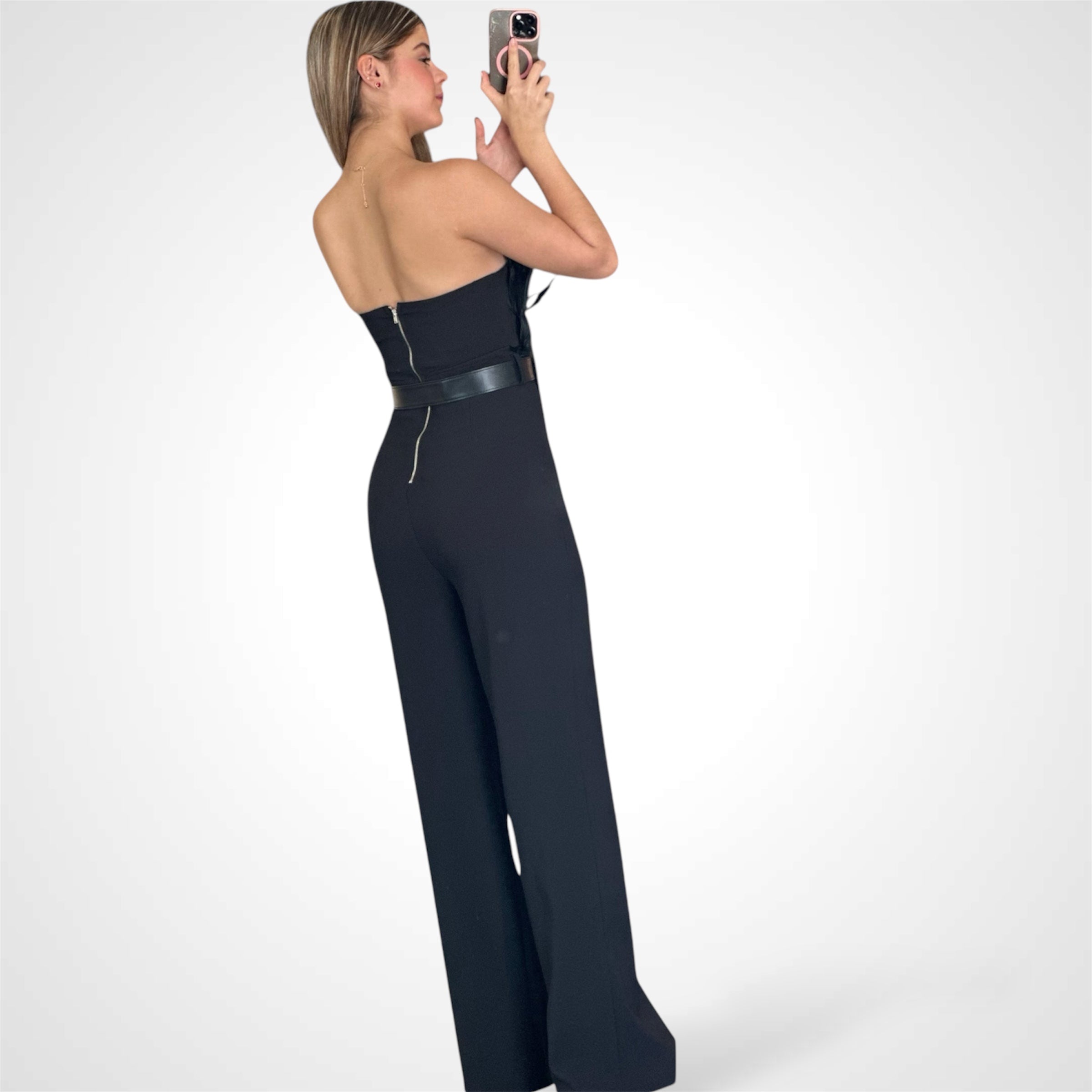 SJ-ELEGANT FEATHER BODICE JUMPSUIT