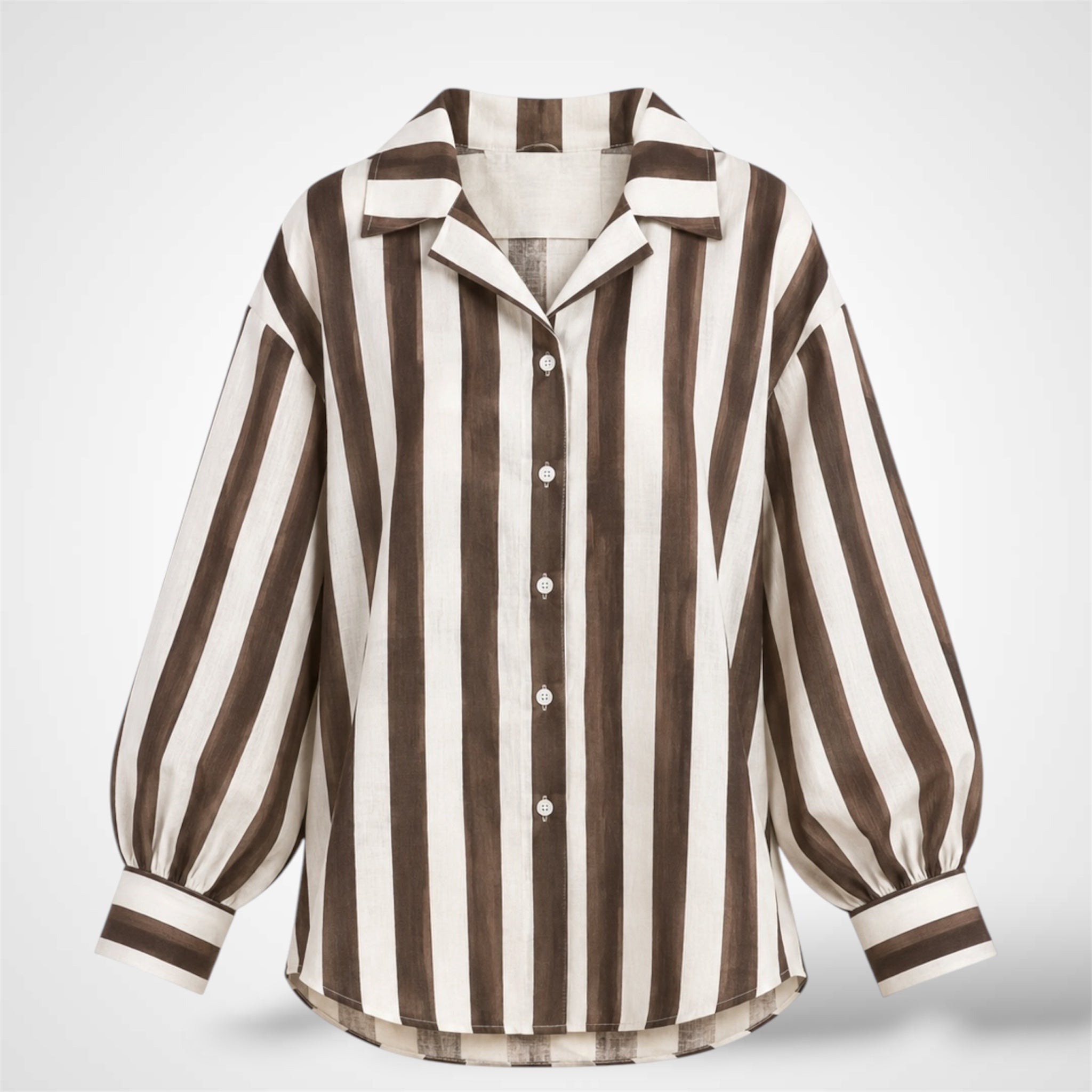 Mocha Striped Button-Up Shirt-3