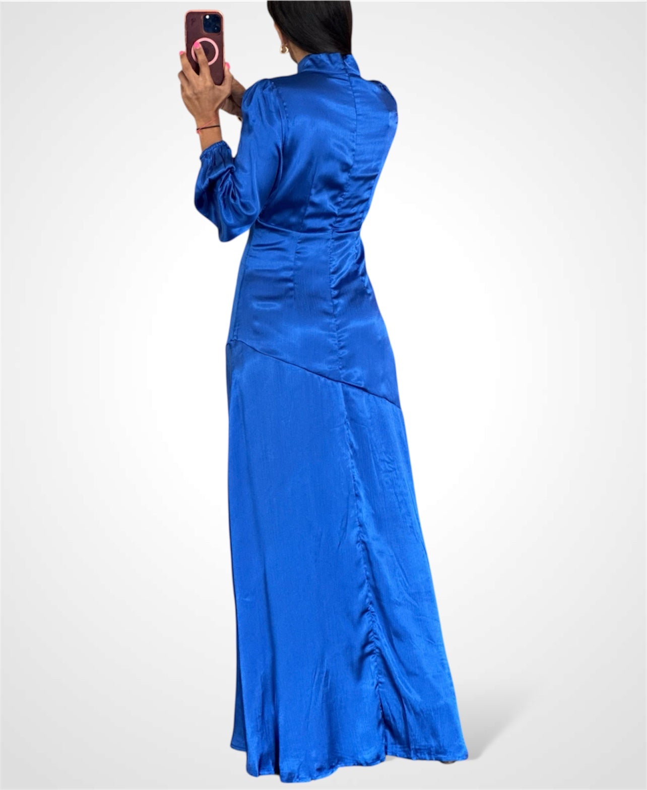 WOMEN'S CUT OUT FRONT SLIT MAXI DRESS (Royal Blue)-3