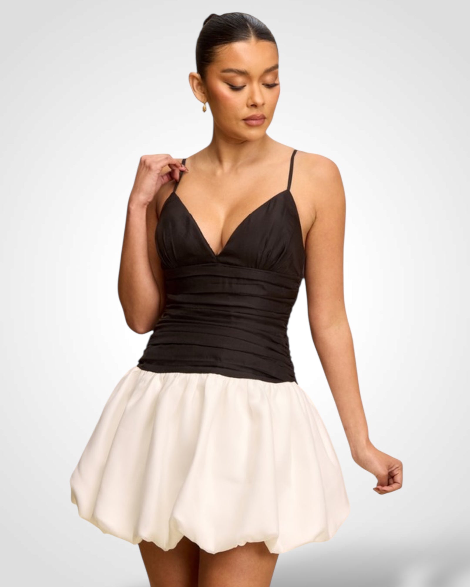 2tone Ruched Bubble Dress•-2
