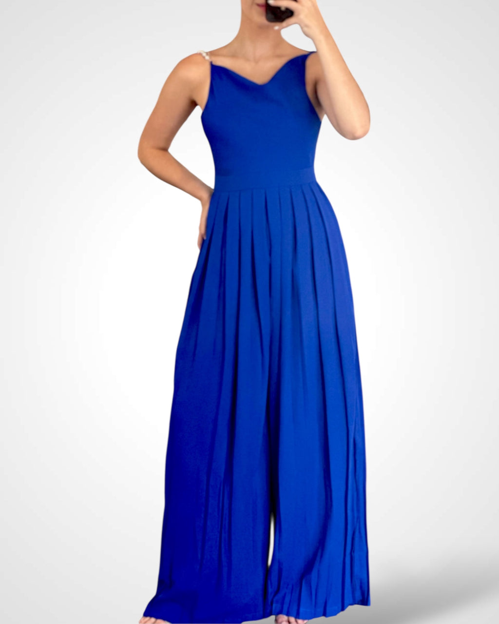 Pearl Detail Wide Leg Jumpsuit