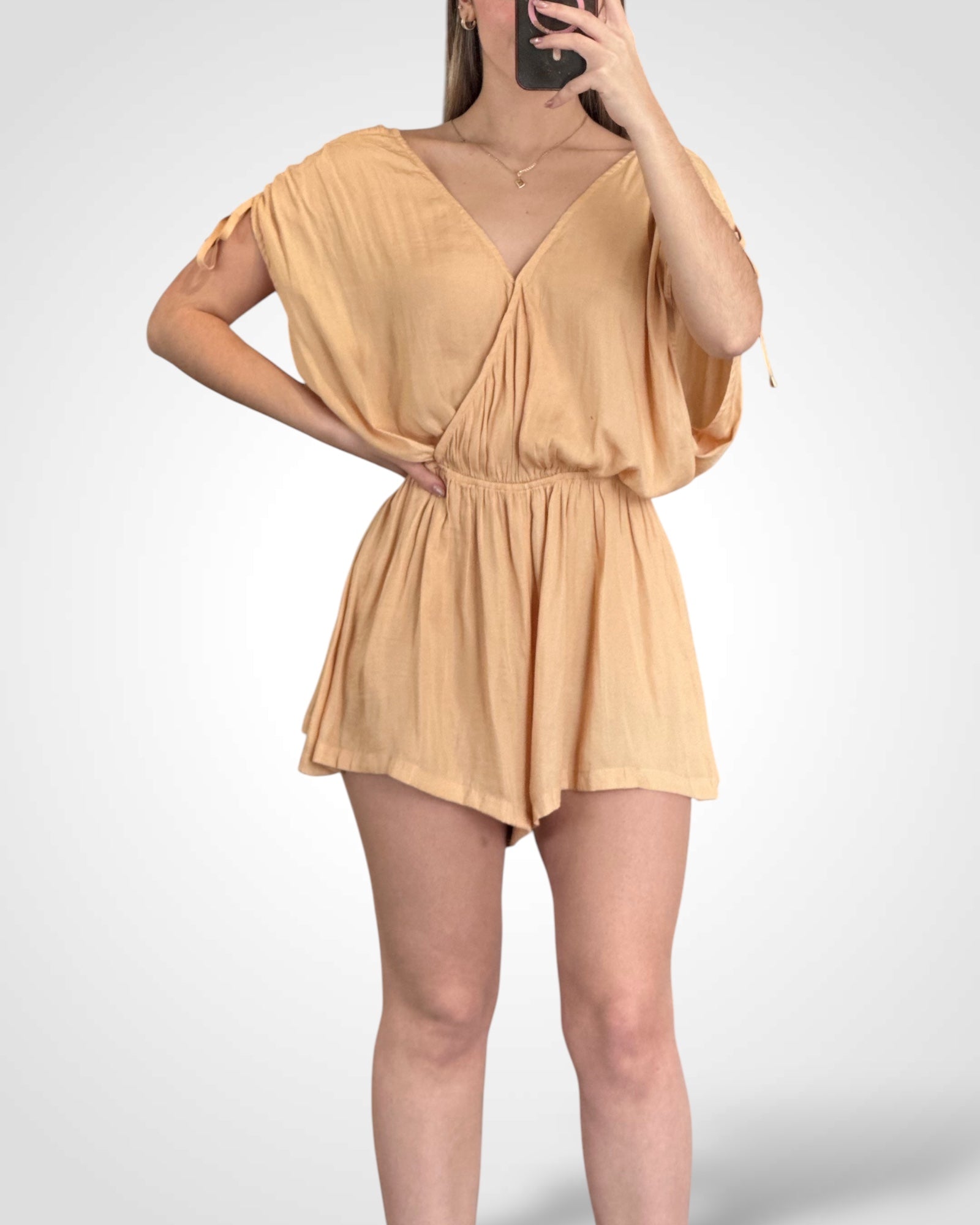 SATIN ROMPER WITH ADJUSTABLE DRAWSTRING SLEEVES•-2