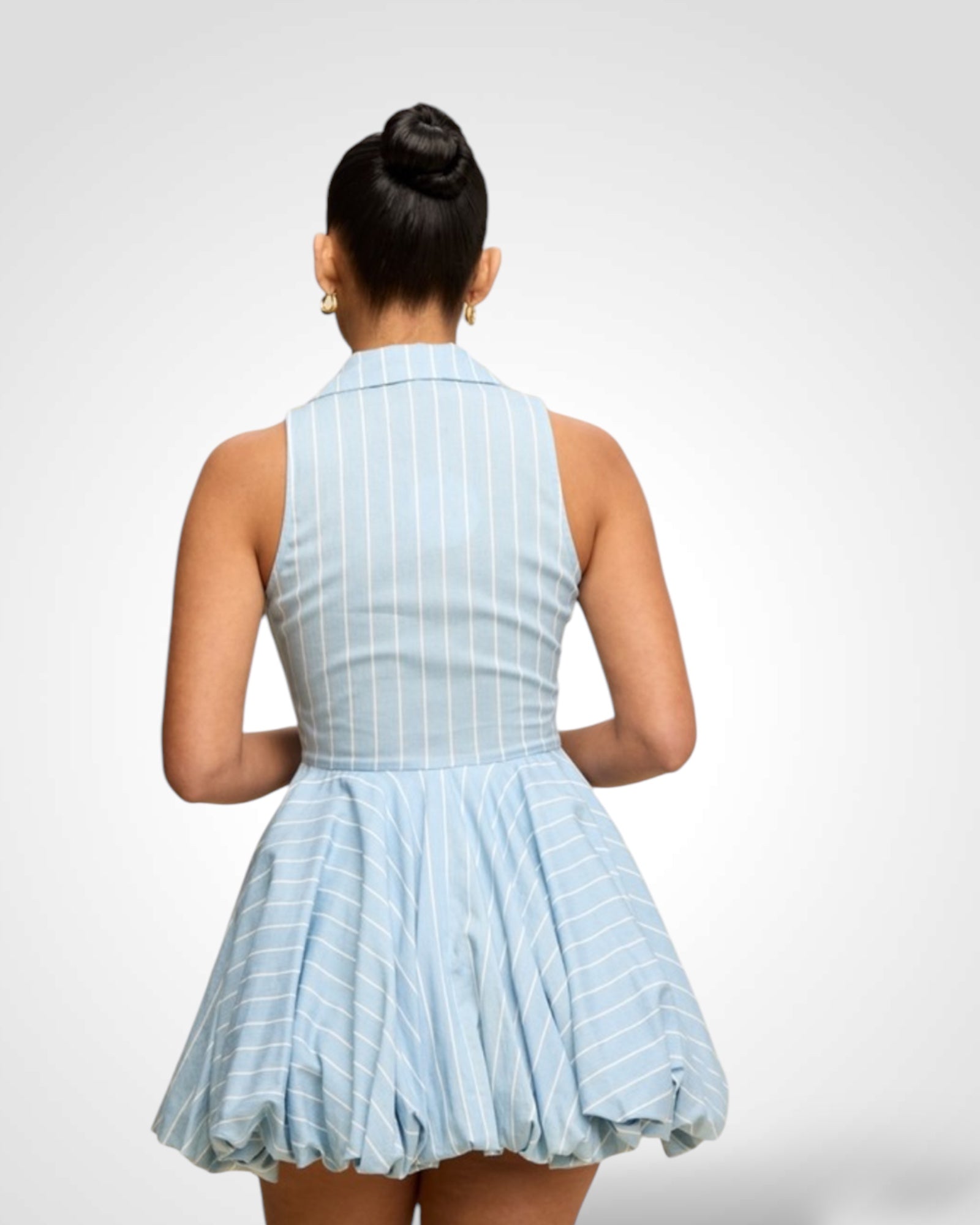 STRIPE TIE FRONT BUBBLE DRESS•-2