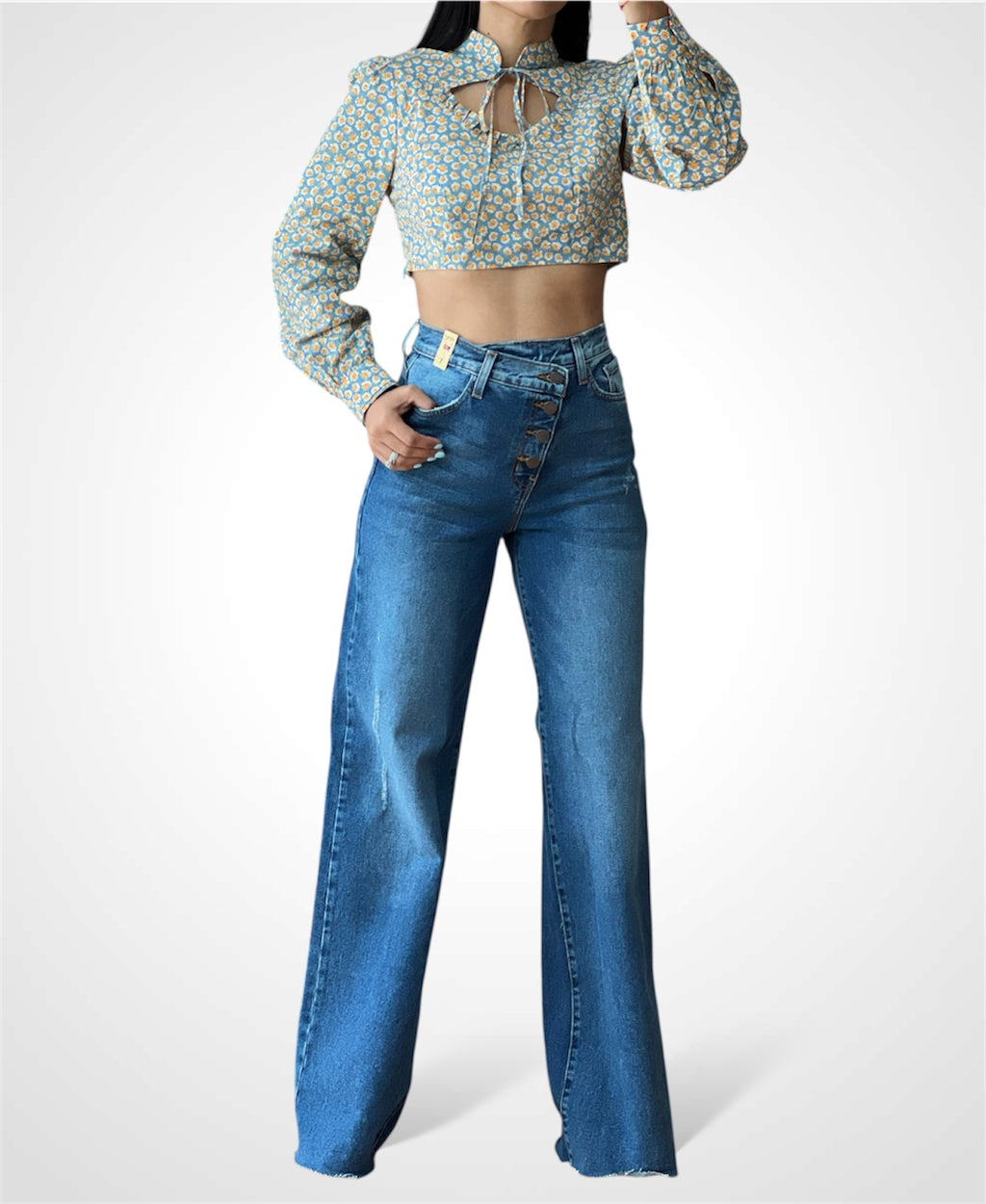 Blue & Yellow Crop Top