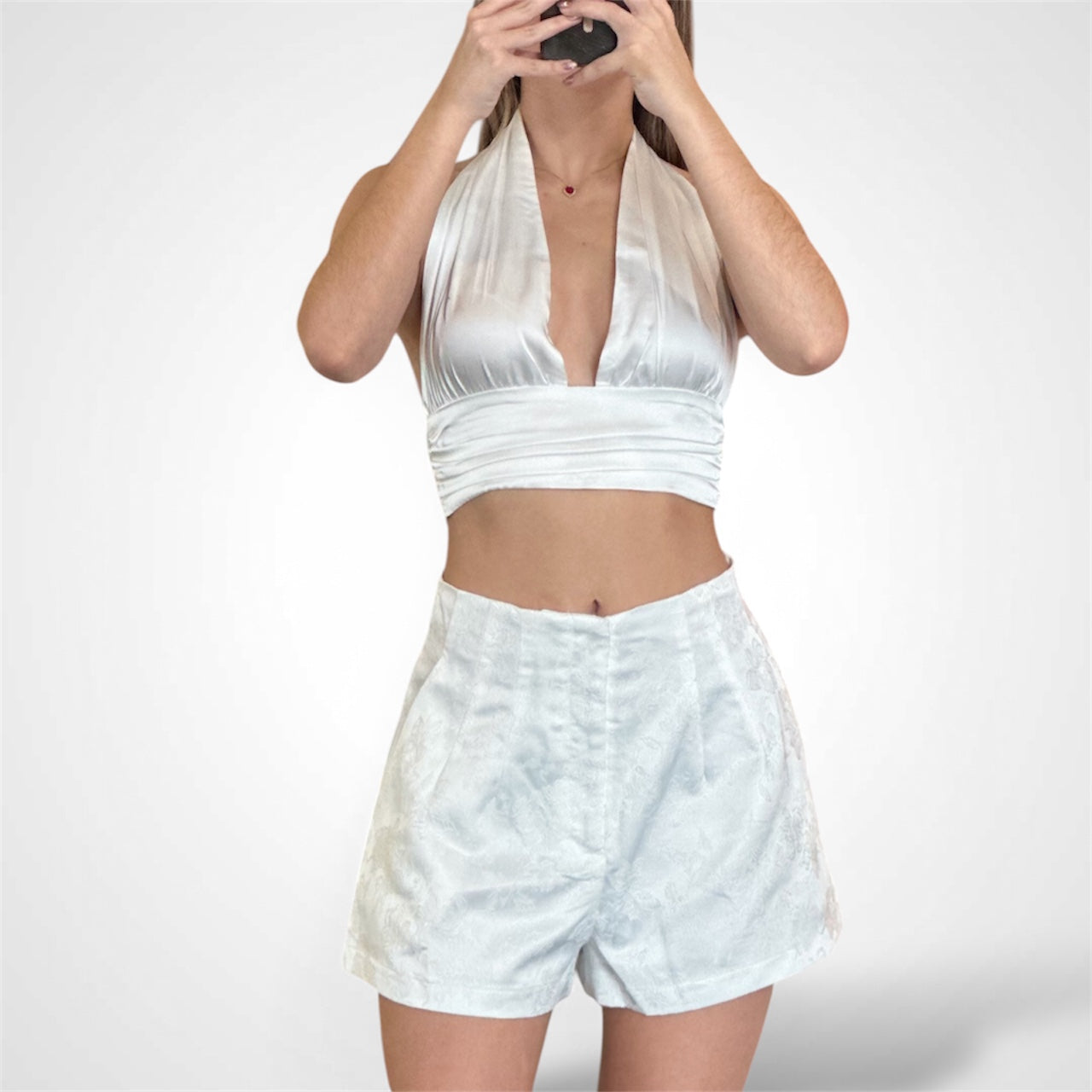 White Detail Casual Short•-2