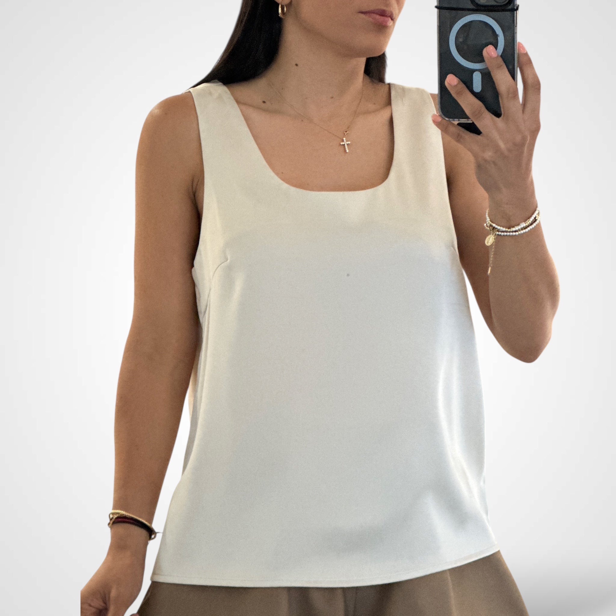 ECRU SATIN TANK TOP