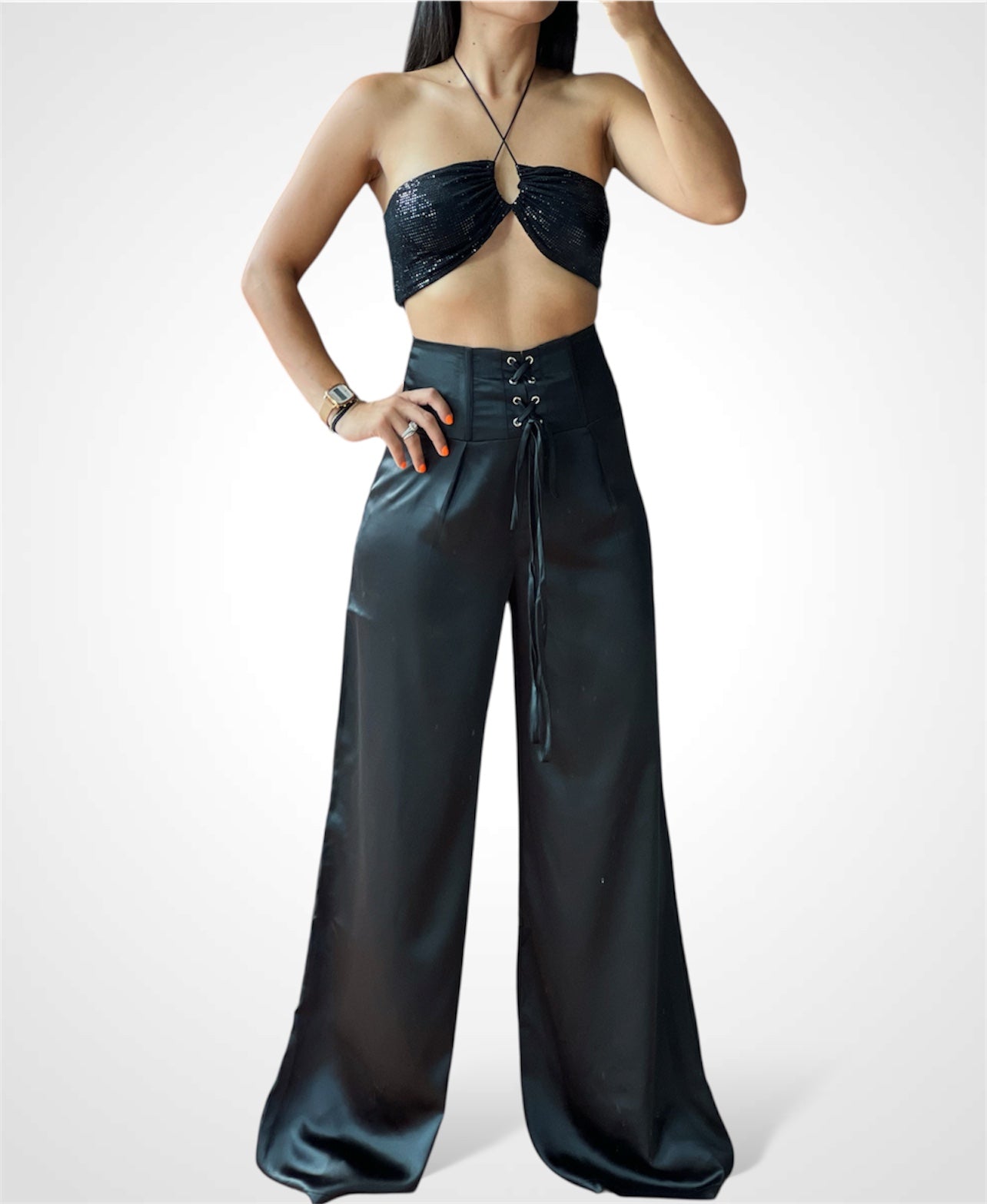 Sequin Mini Crop Top•-2
