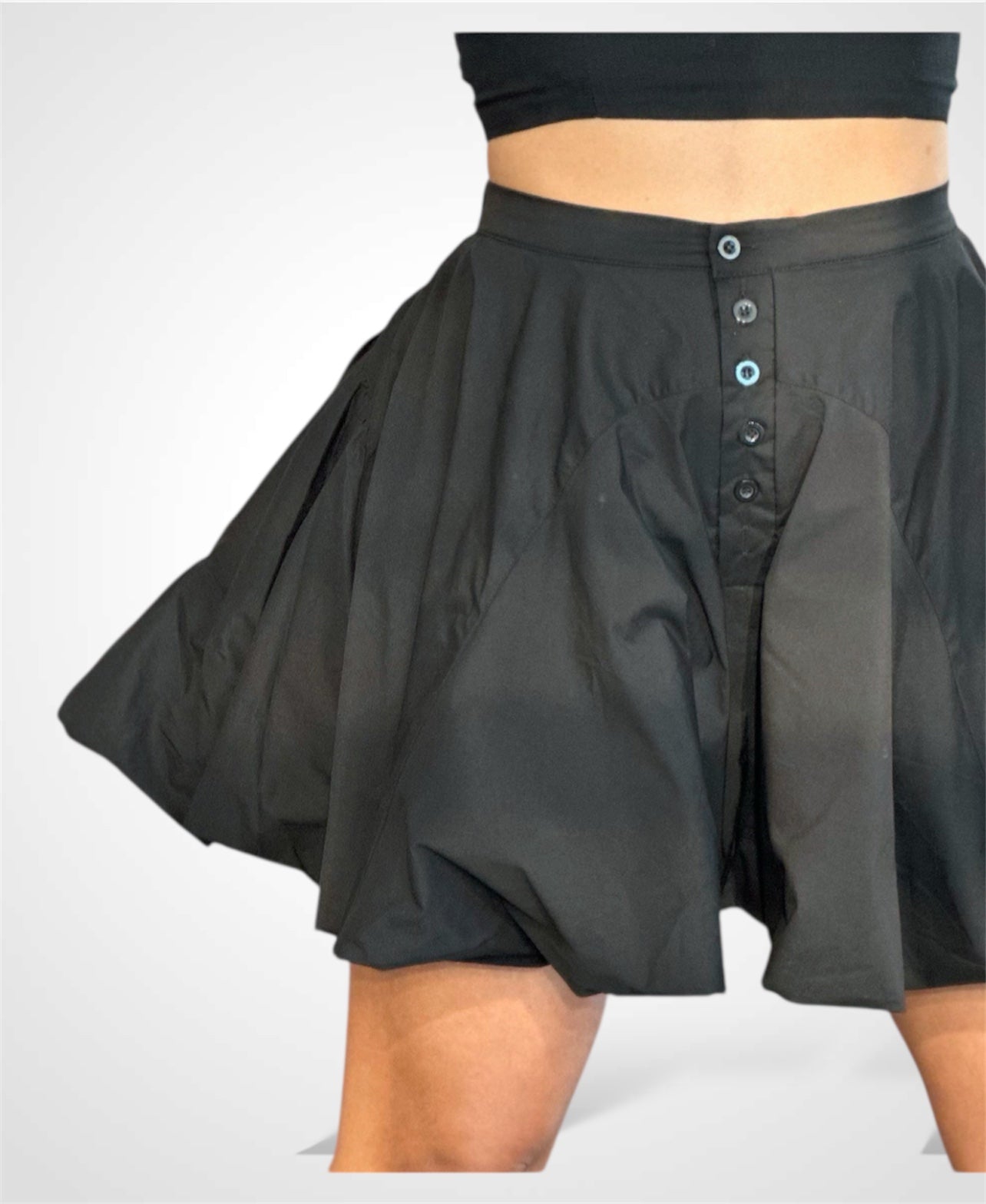 BUTTON DOWN MINI BUBBLE SKORT•-2