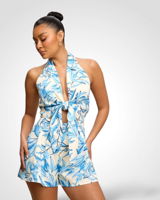 SJQ-TRIBAL TIE FRONT ROMPER