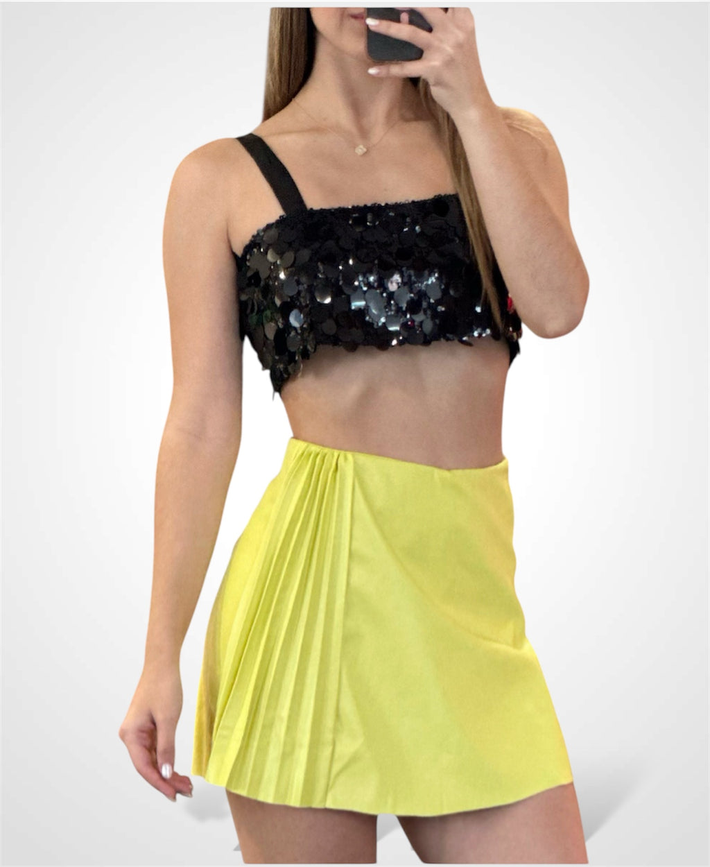 SLEEVELESS SEQUINS CROP TANK TOP