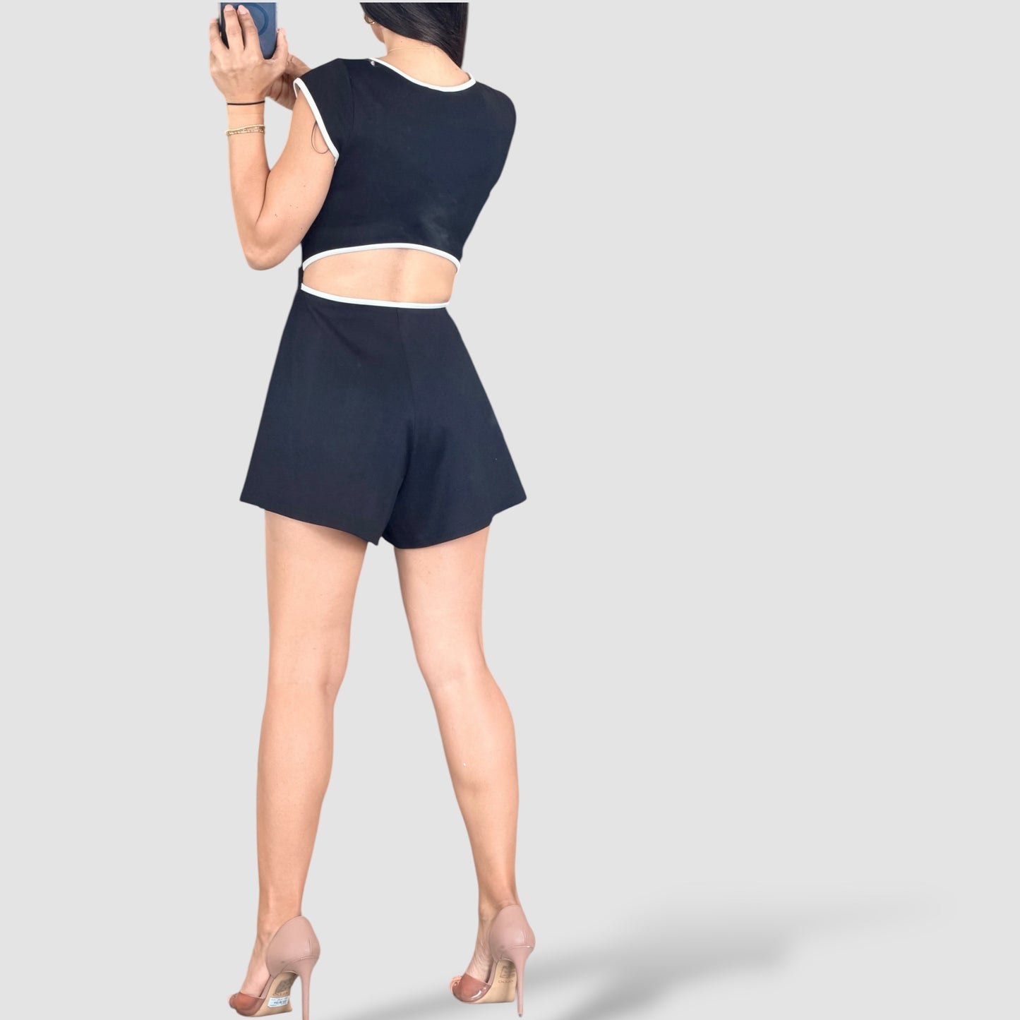 SCUBA SQUARE NECKLINE ROMPER