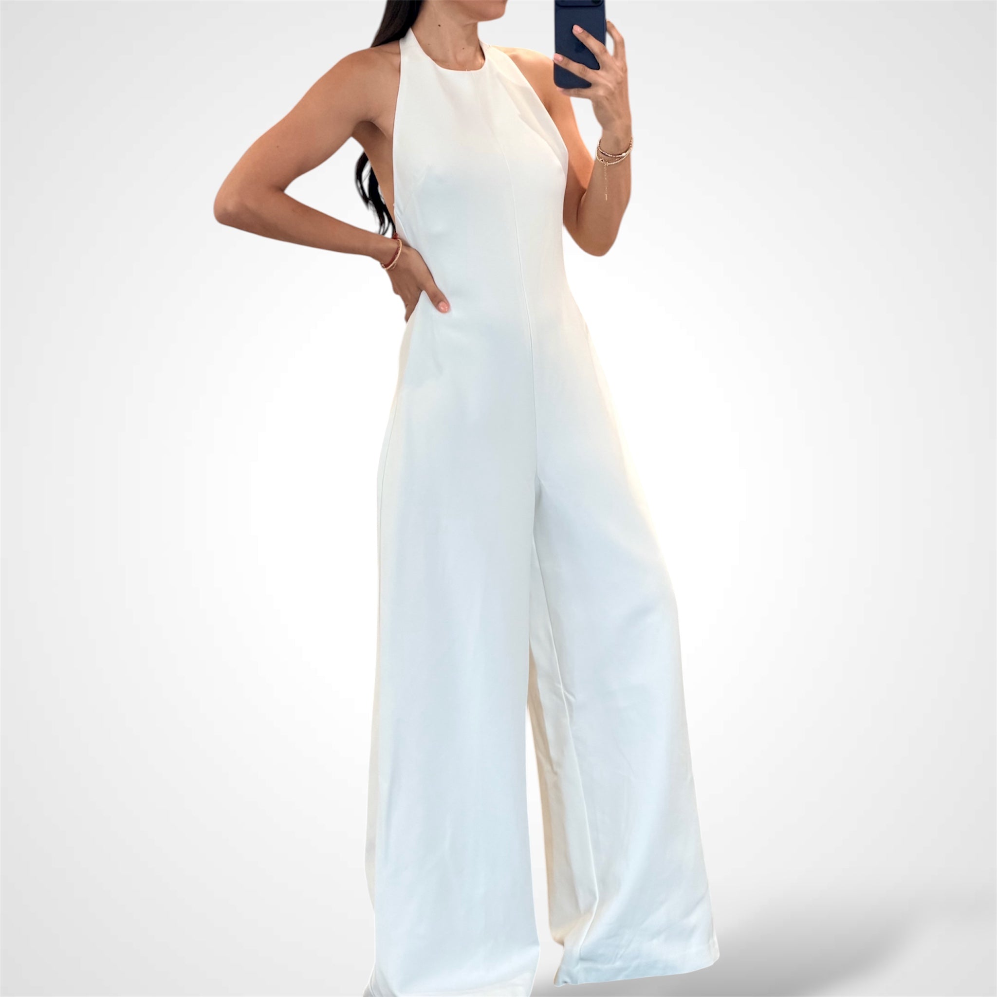 OFF WHITE HALTER LONG JUMPSUIT