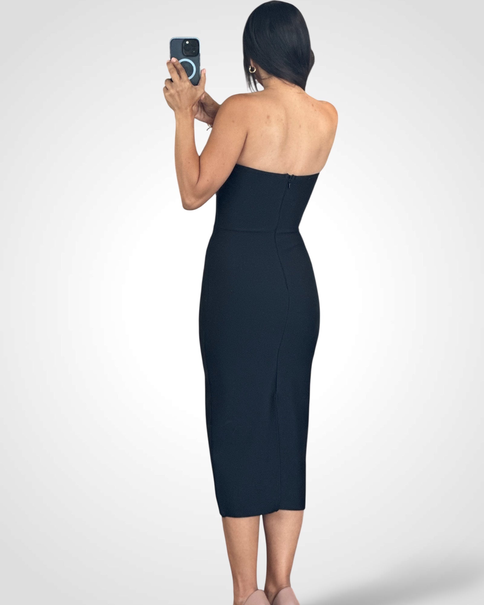 GOLD TRIM CUTOUT MAXI DRESS