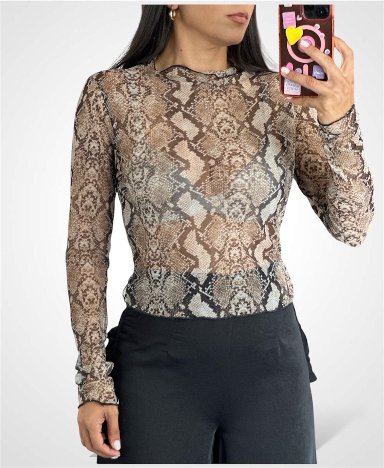 LACE HIGH NECK LONG SLEEVE TOP