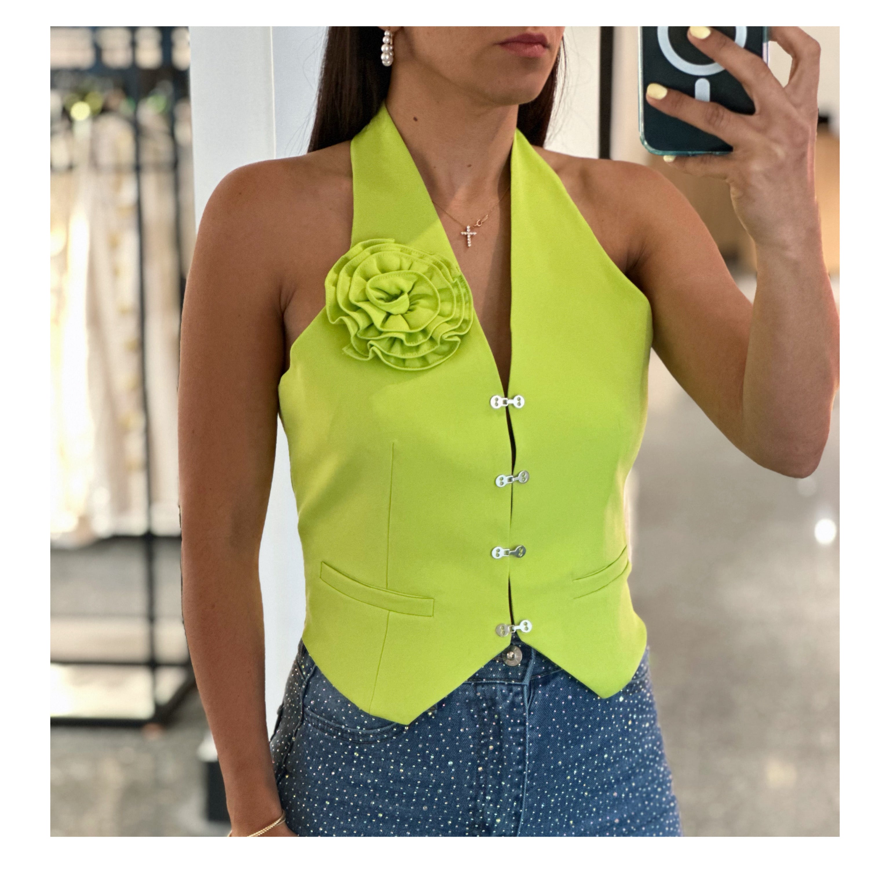 LIME RACERBACK DRESSY VEST•-1