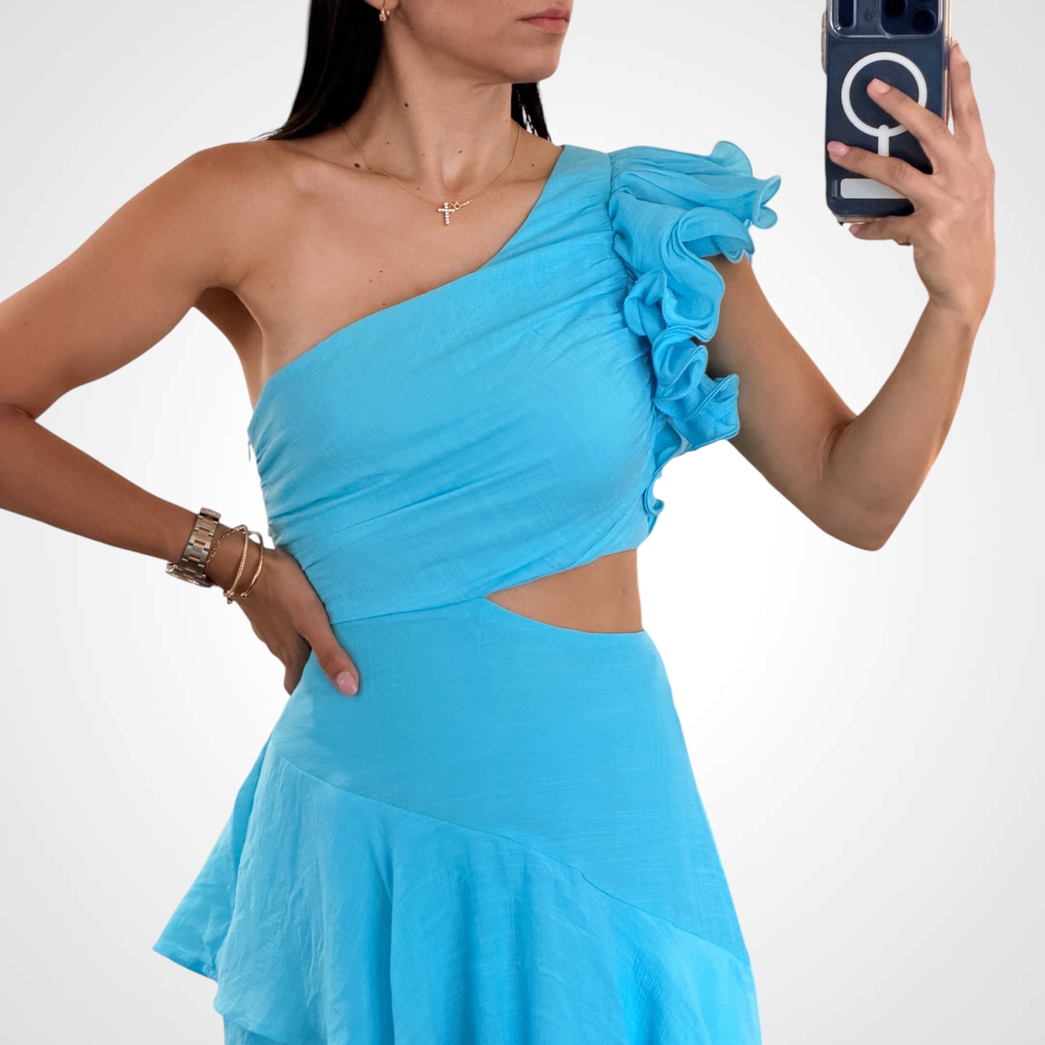 ONE SHOULDER BLUE MAXI DRESS-2