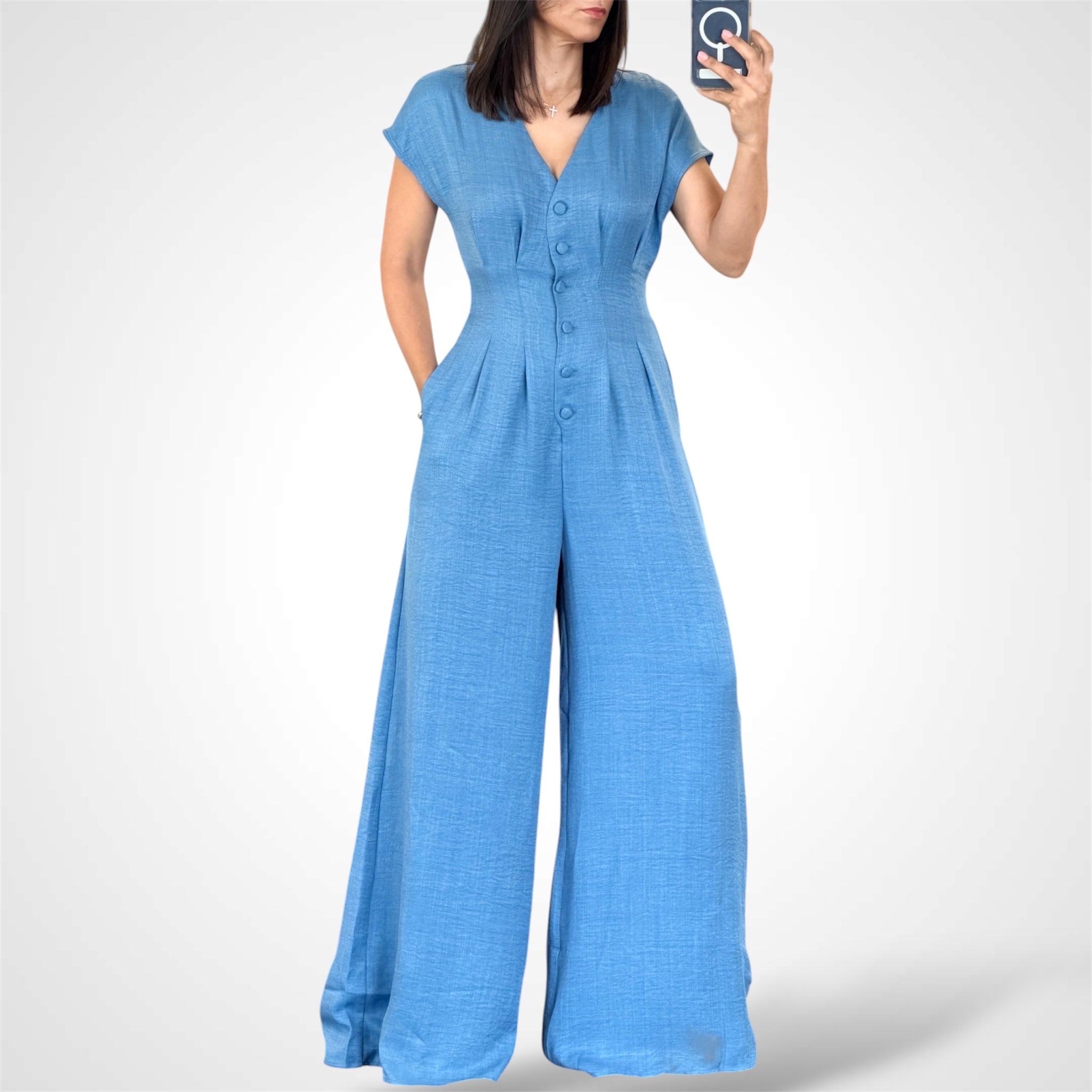 Loose Fit Button Jumpsuit-1