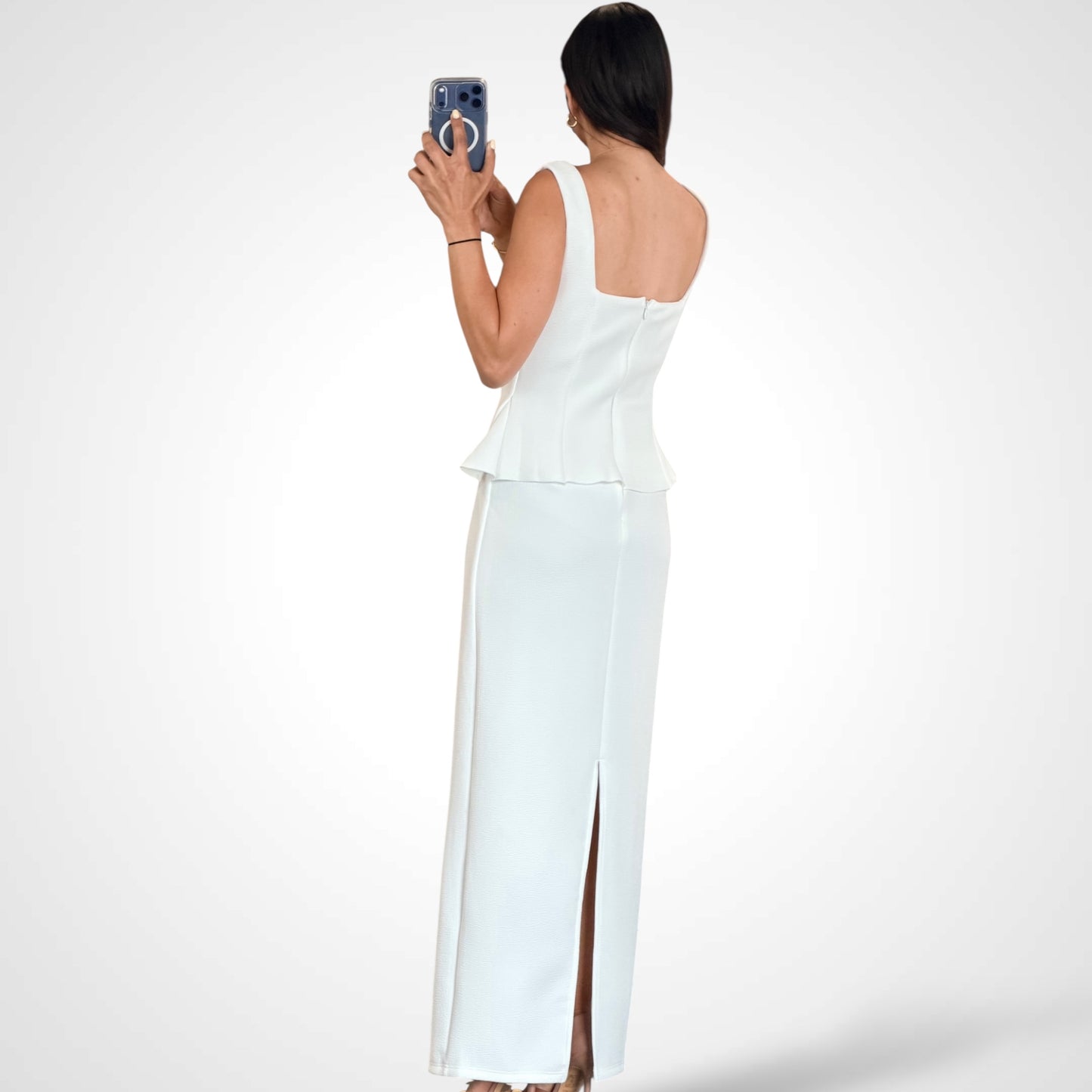 Square Neck Bodice Midi Dress