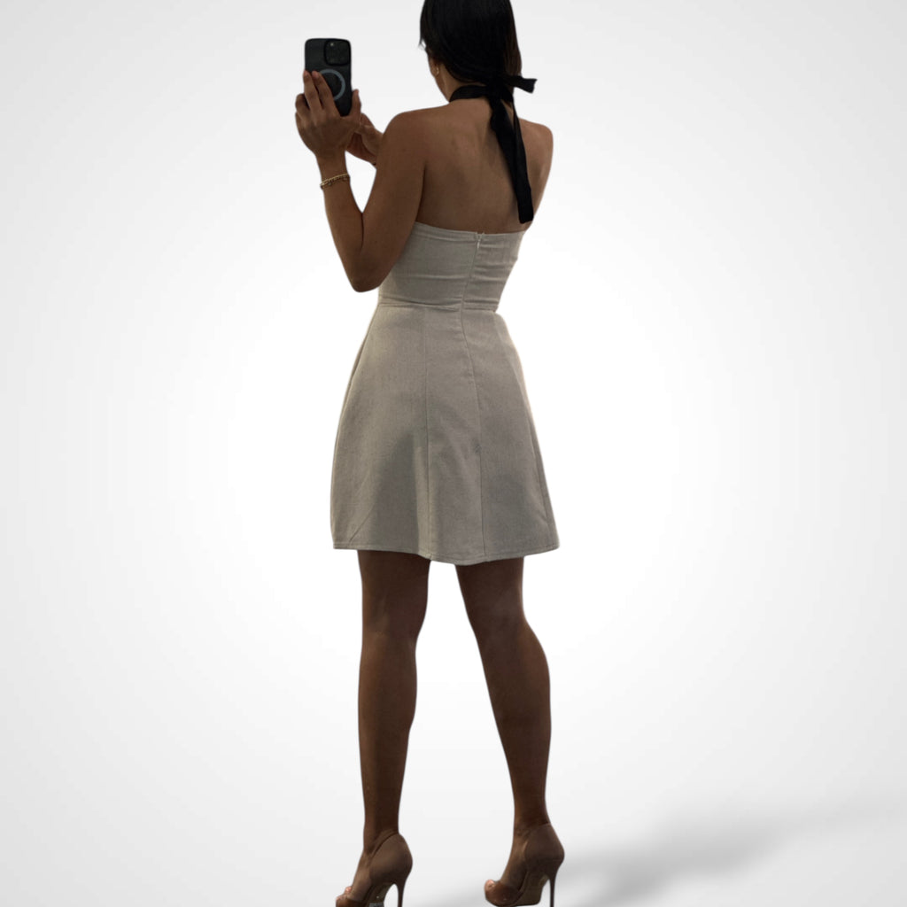 SJQ-Halter Keyhole Mini Dress
