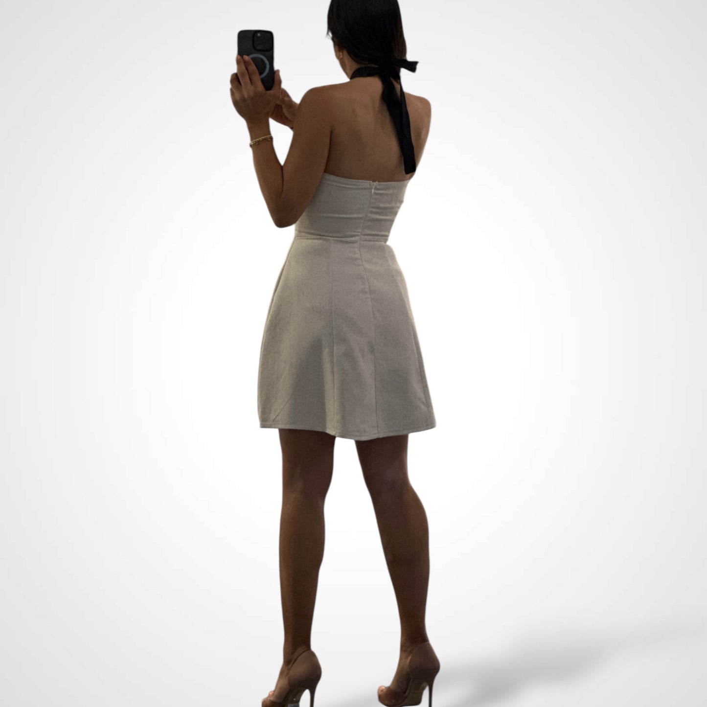 SJQ-Halter Keyhole Mini Dress