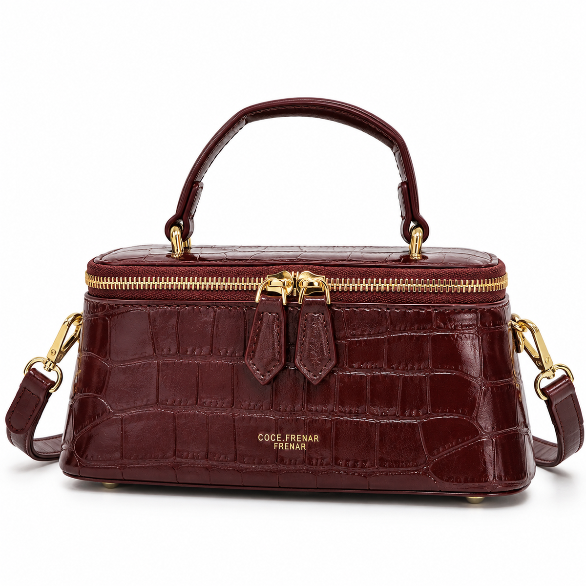 Burgundy Croc Vanity Bag